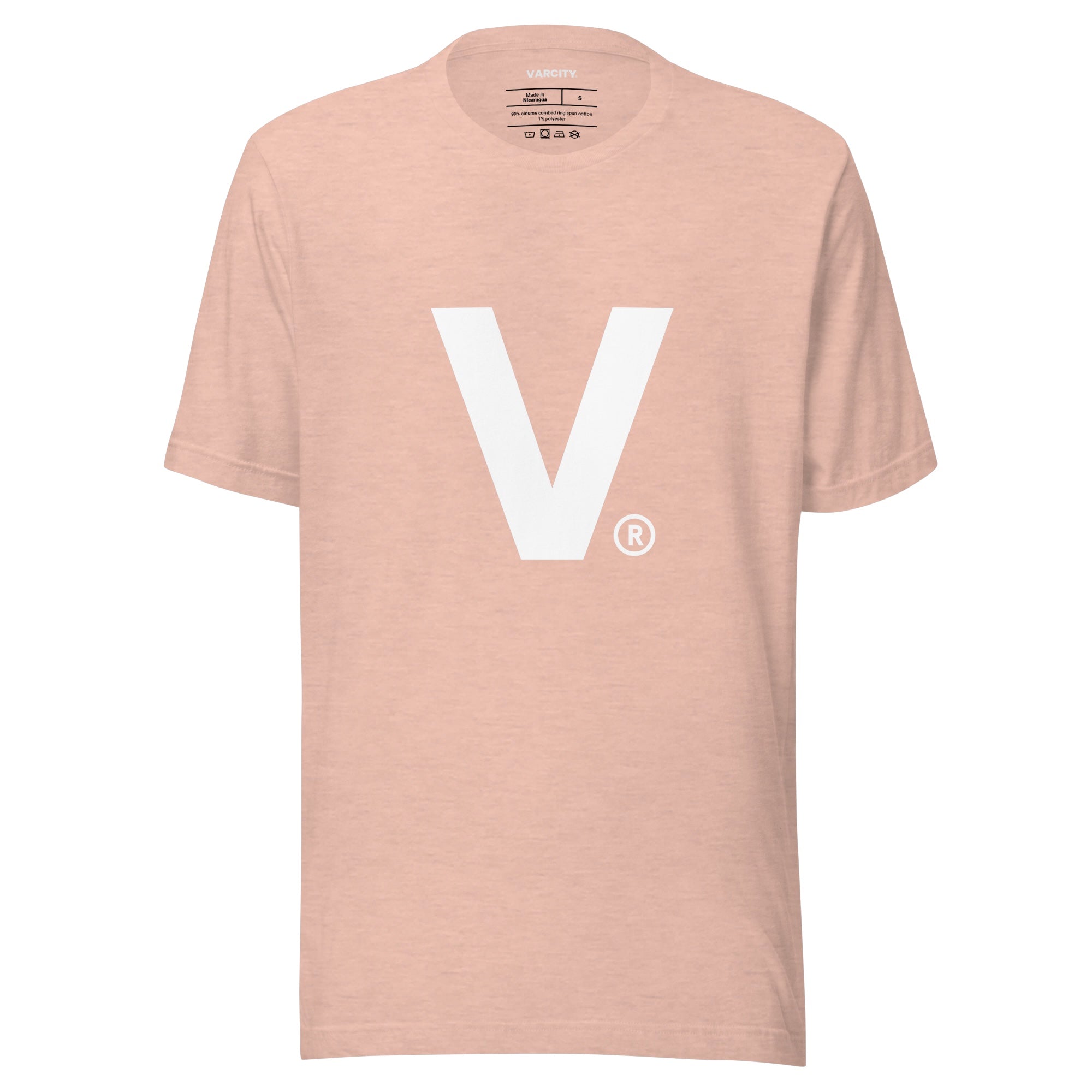 Varcity ® Fundamentals V Logo Light Weight Premium Tee Pale Pink