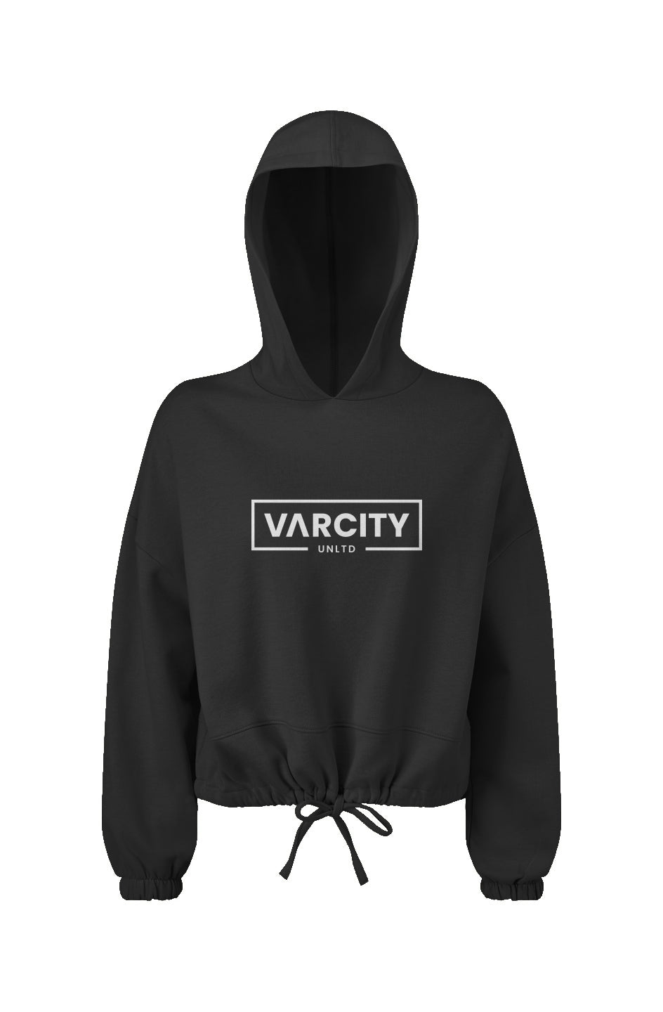 Varcity Unltd® Ladies&#39; Cropped Oversize Hooded Sweatshirt Black