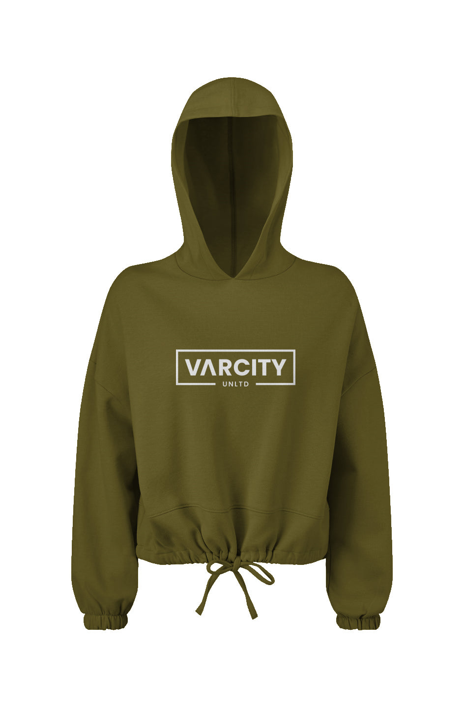 Varcity Unltd® Ladies&#39; Cropped Oversize Hooded Sweatshirt Olive