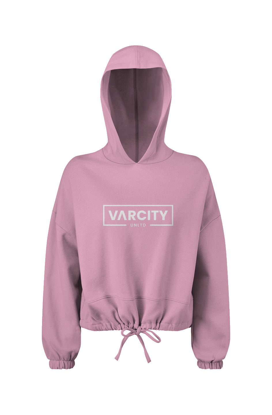 Varcity Unltd® Ladies&#39; Cropped Oversize Hooded Sweatshirt Pink