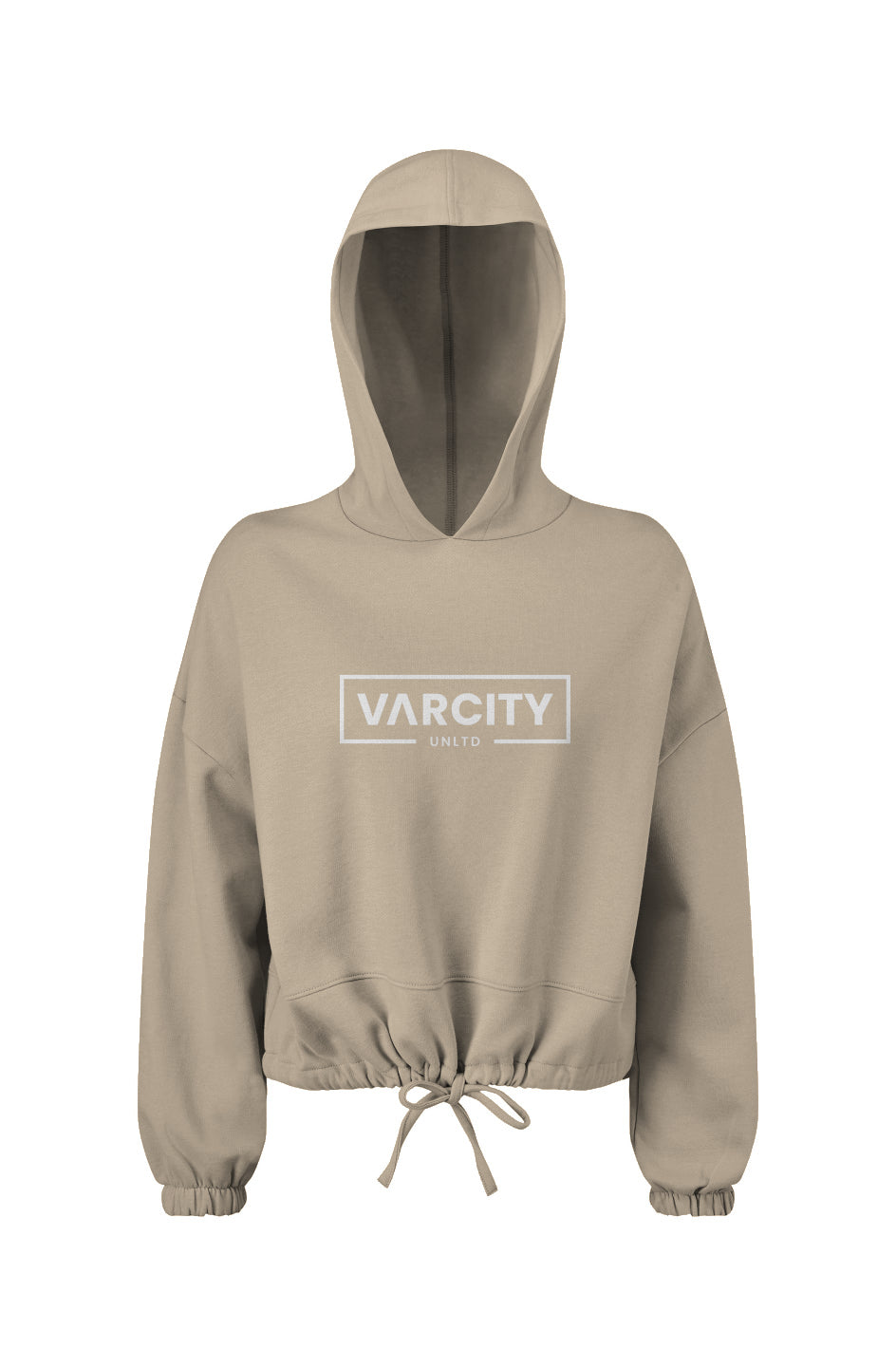 Varcity Unltd® Ladies&#39; Cropped Oversize Hooded Sweatshirt Nude