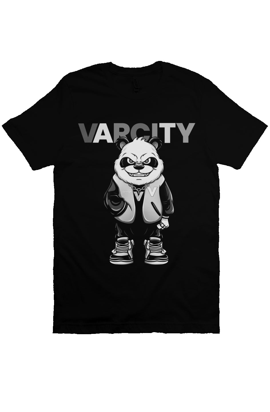 Varcity ® Low Key Panda Statement T Shirt Black