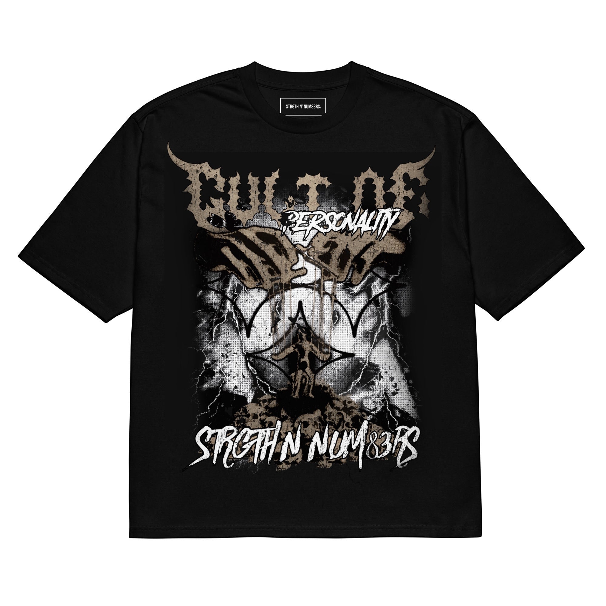 STRGTH N' NUM83RS Cult of Personality Oversized Heavyweight T-Shirt Black