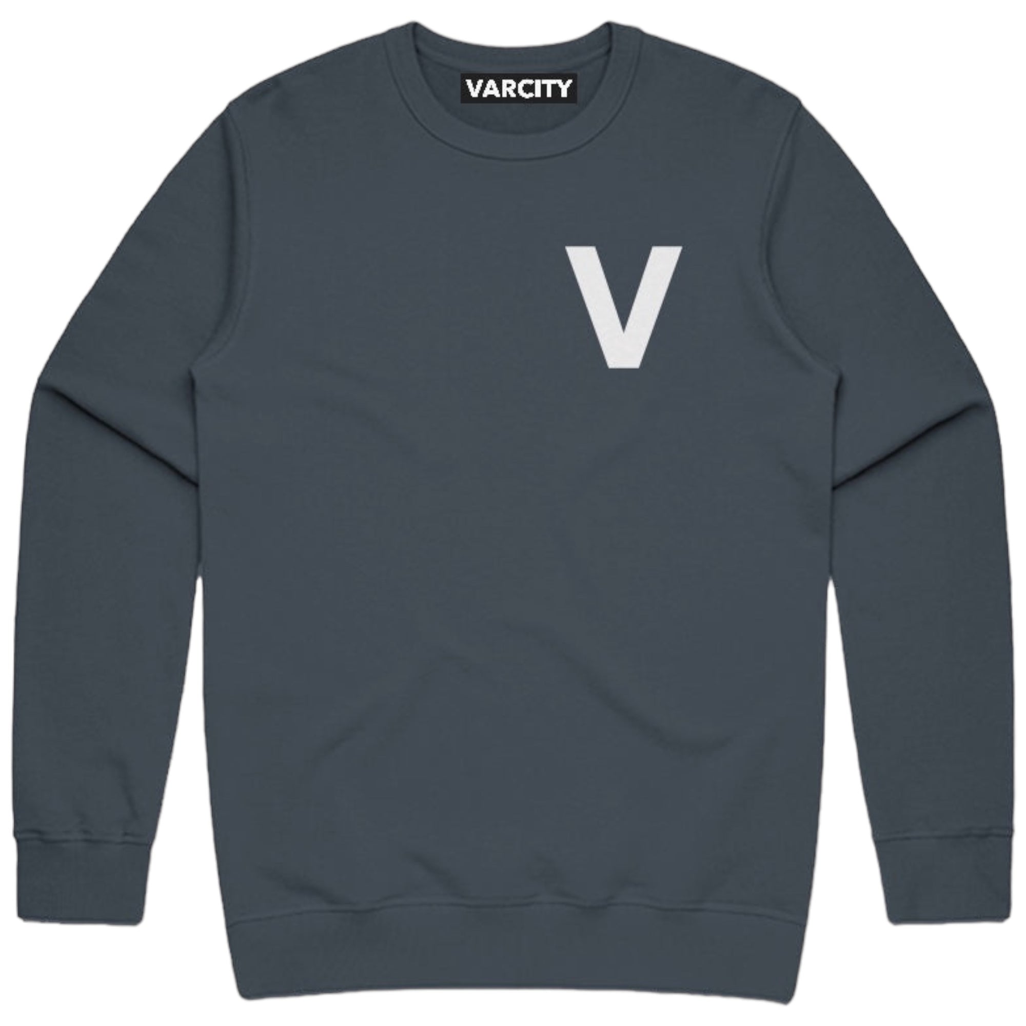 Varcity ® Fundamentals V Logo Premium Crew Petrol Blue