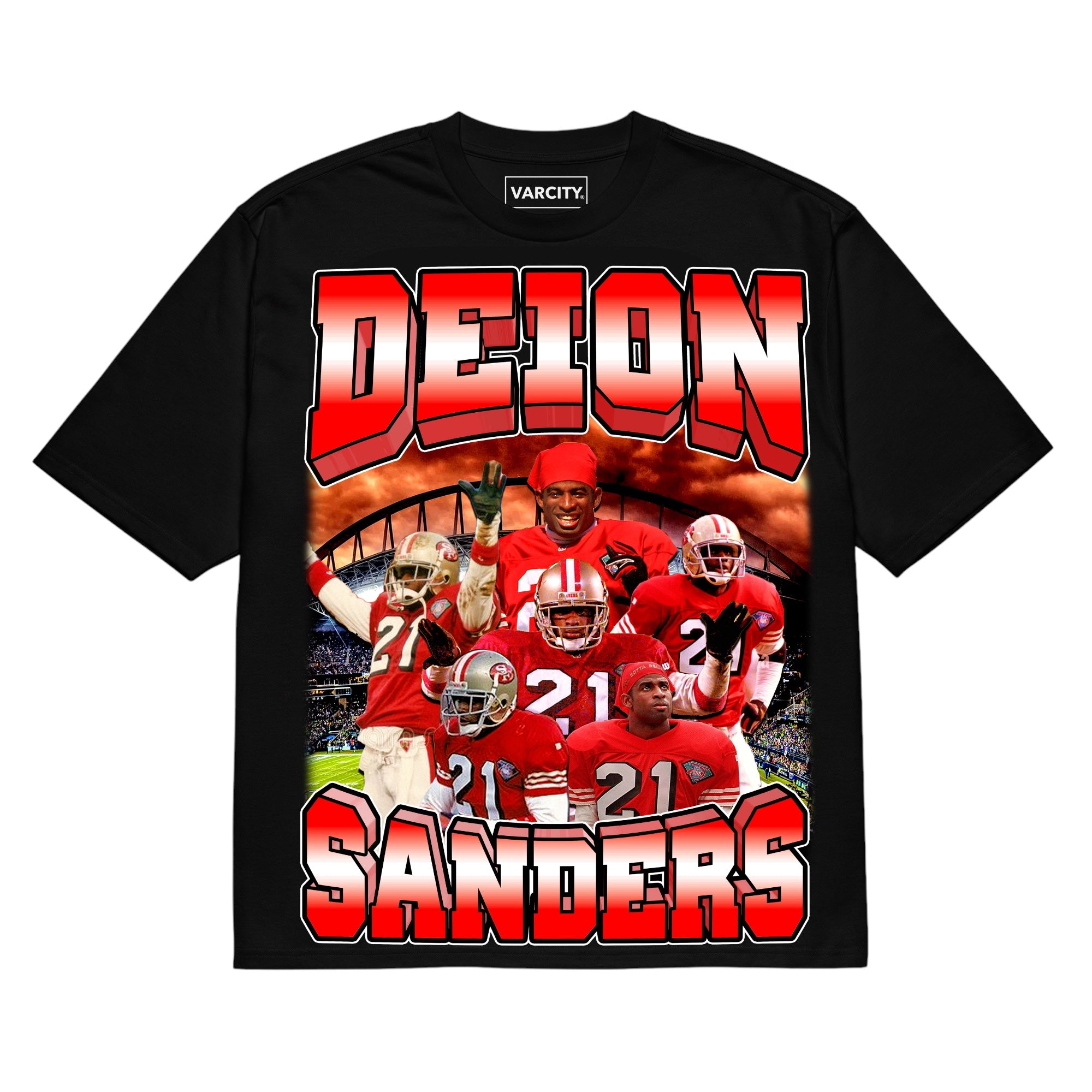 Vintage Varcity Deion Sanders Heavyweight Vintage T-Shirt Black