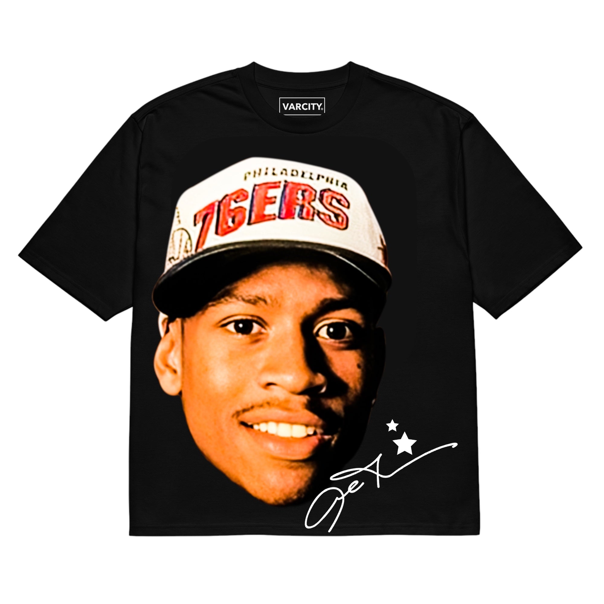 Varcity Vintage Allen Iverson Draft Day Big Face Heavyweight T-Shirt Black