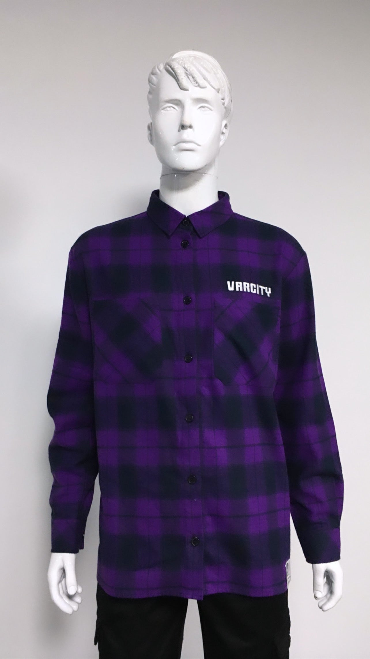 Varcity ® Statement Check Flannel PurpleBlack