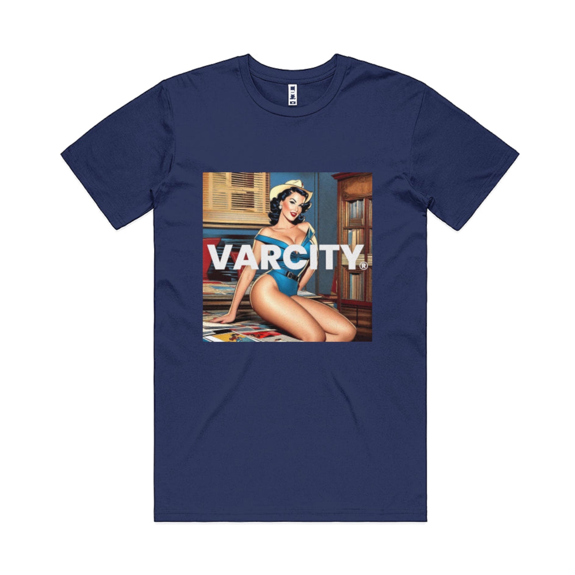 Varcity 1953 Centerfold Epic Graphic T Shirt Navy
