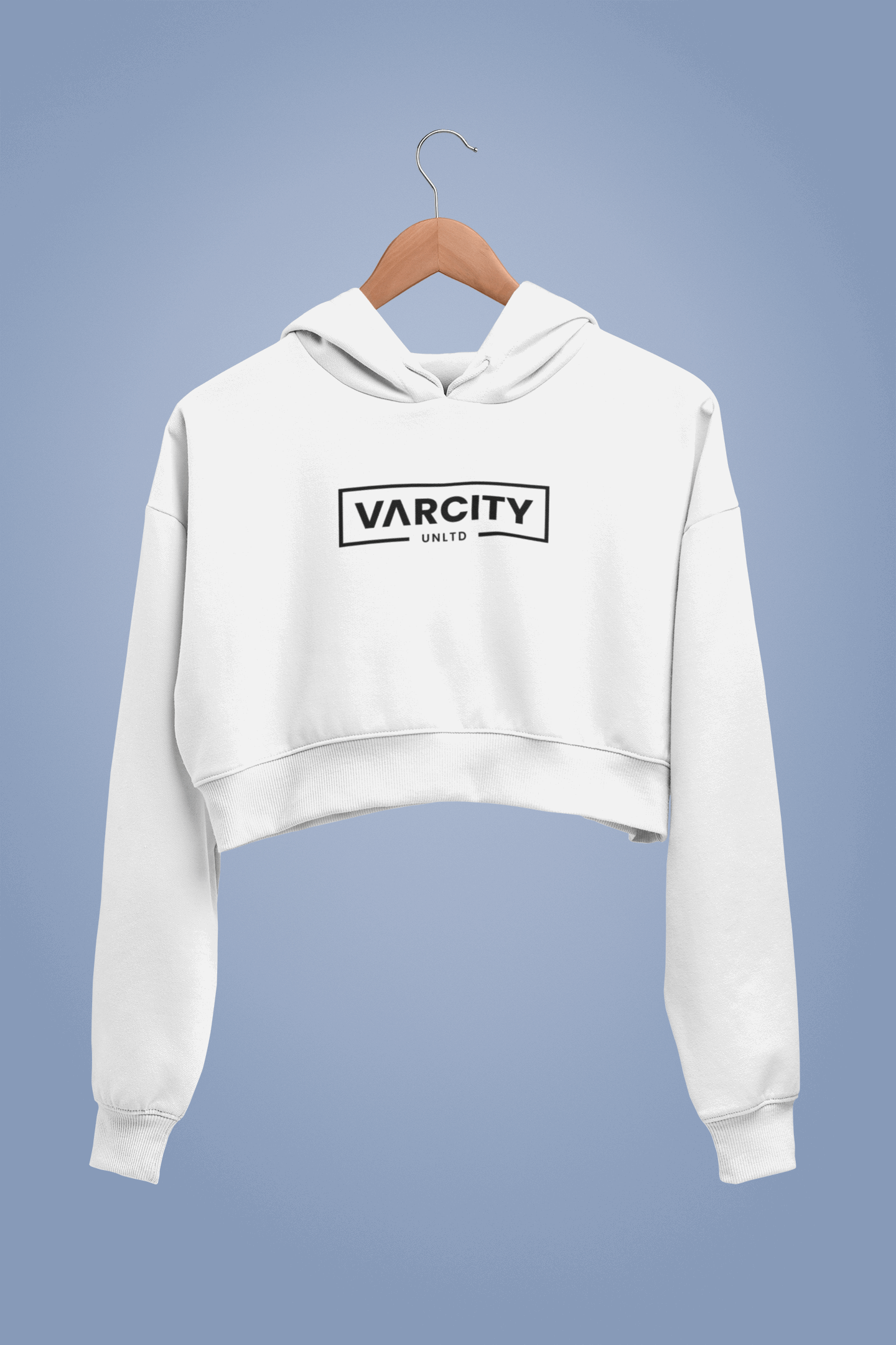 Varcity Unltd ® Ladies' Cropped Oversize Hooded Sweatshirt White