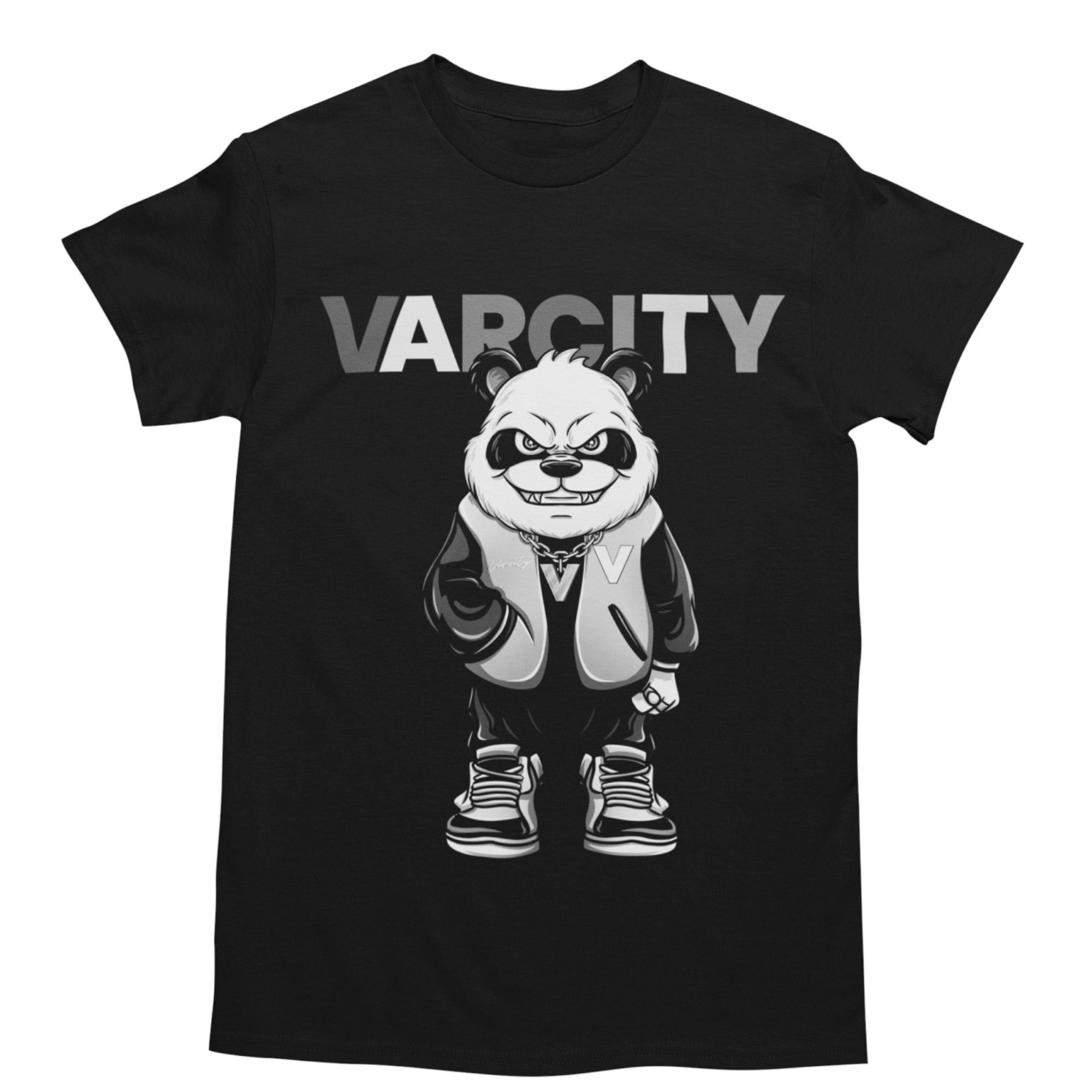 Varcity ® Low Key Panda Statement T Shirt Black