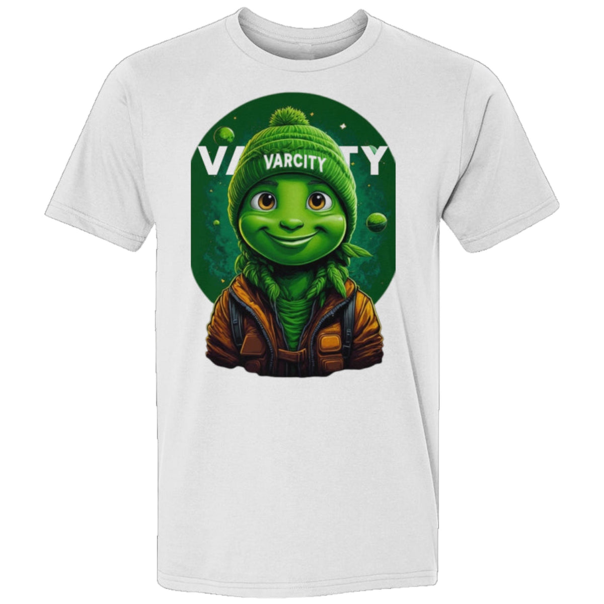 Varcity Wrld Green Boy Varcity Wrld ® Green Boy Tee White