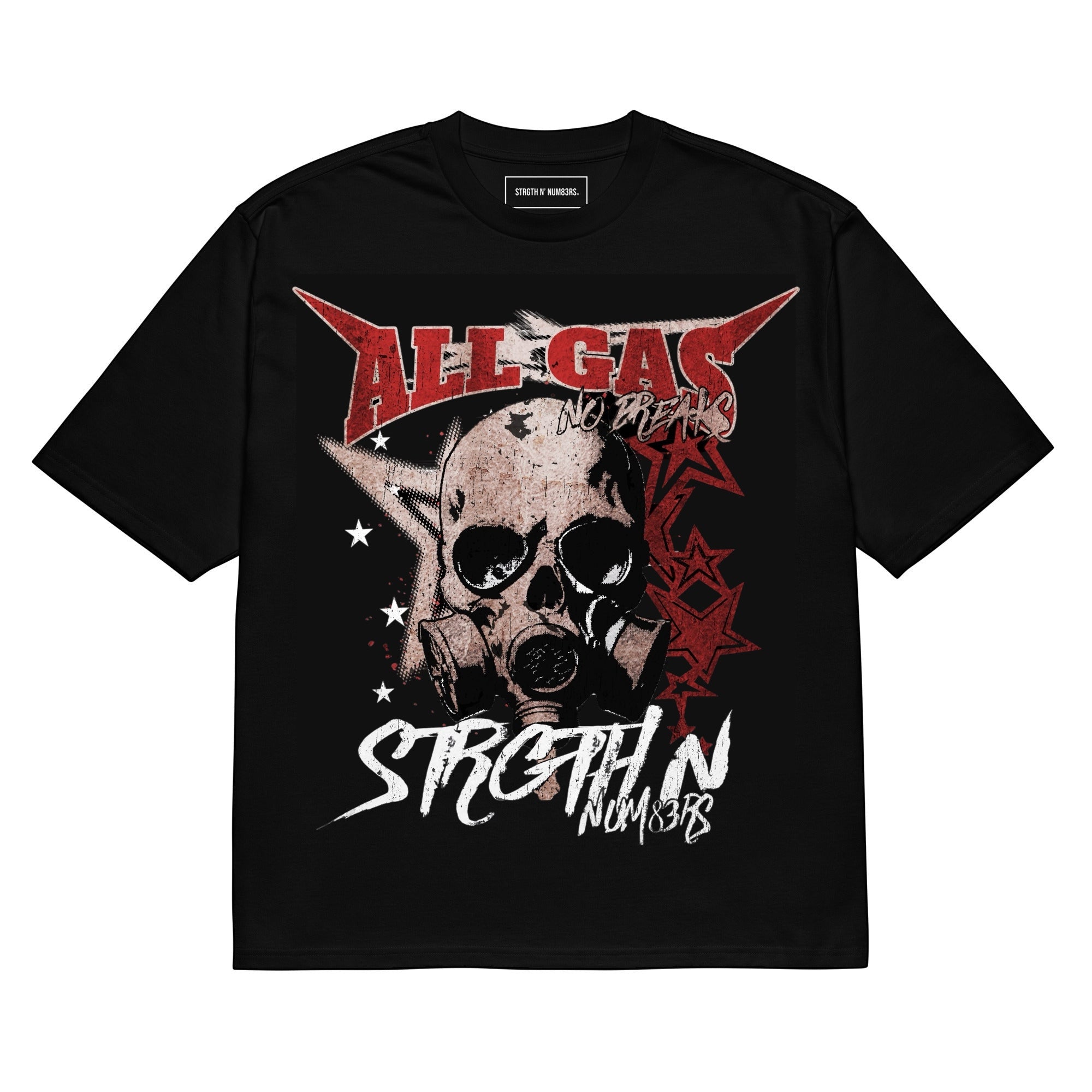 STRGTH N' NUM83RS All Gas No Breaks Oversized Heavyweight T-Shirt Black