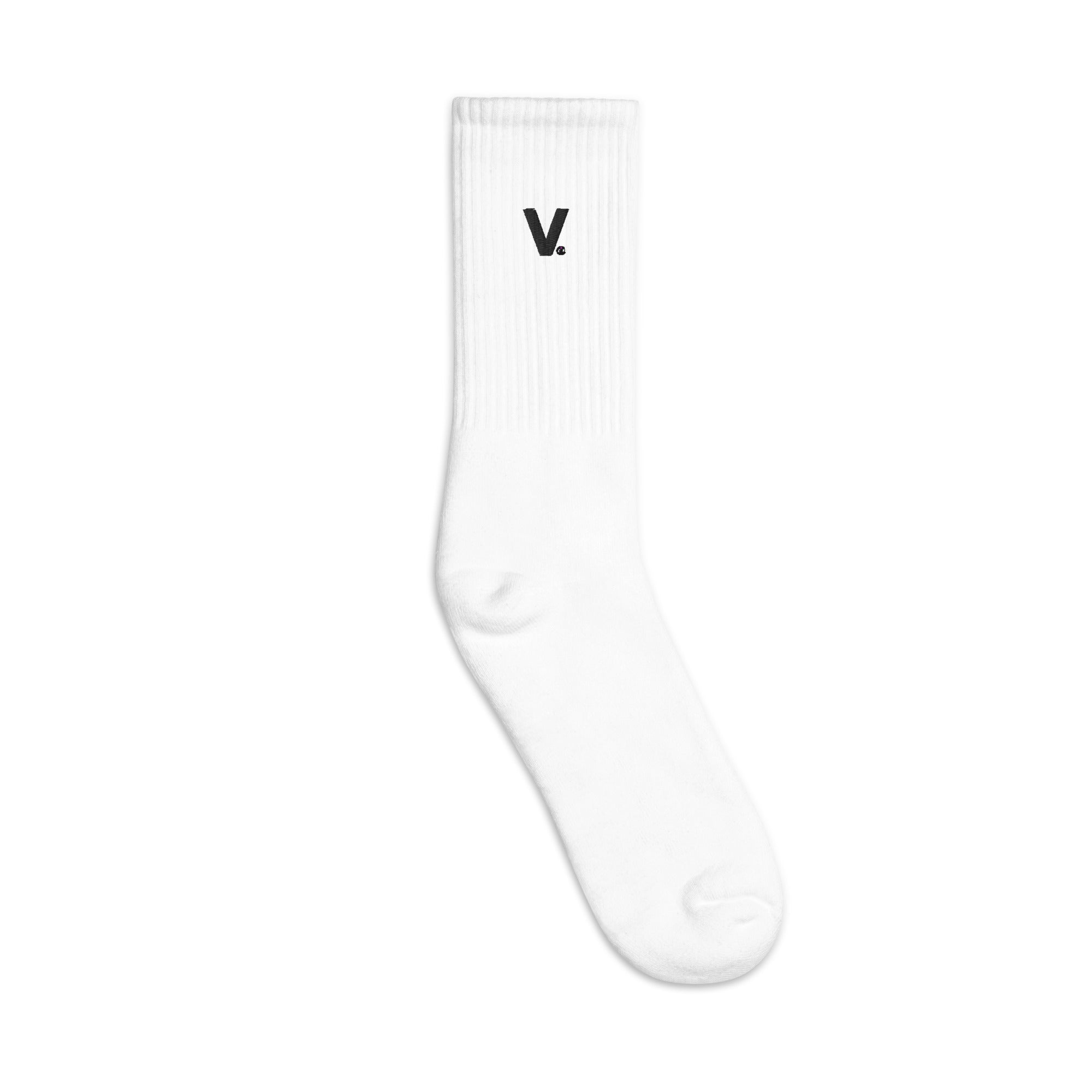 Varcity Iconic V Logo Embroidered Socks White