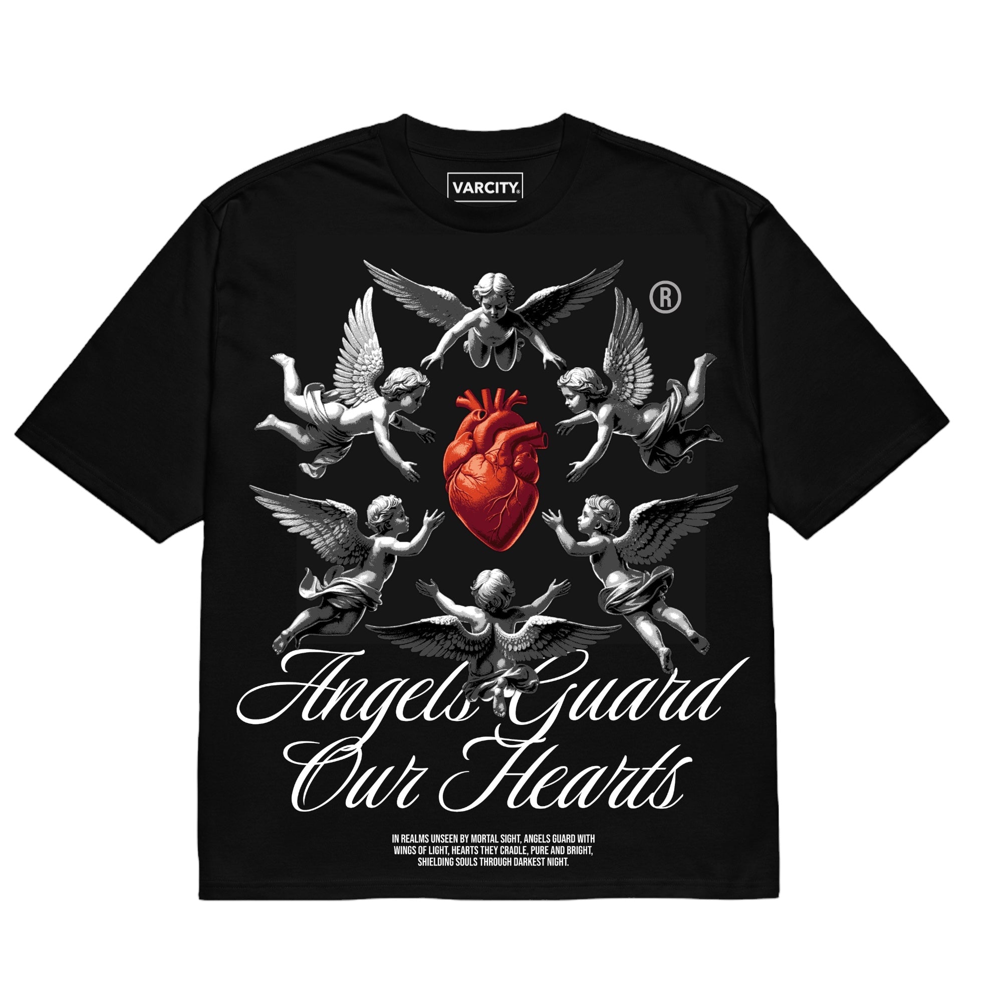 Human Element Angels Guard Our Hearts Men’s Premium Graphic Tee Black