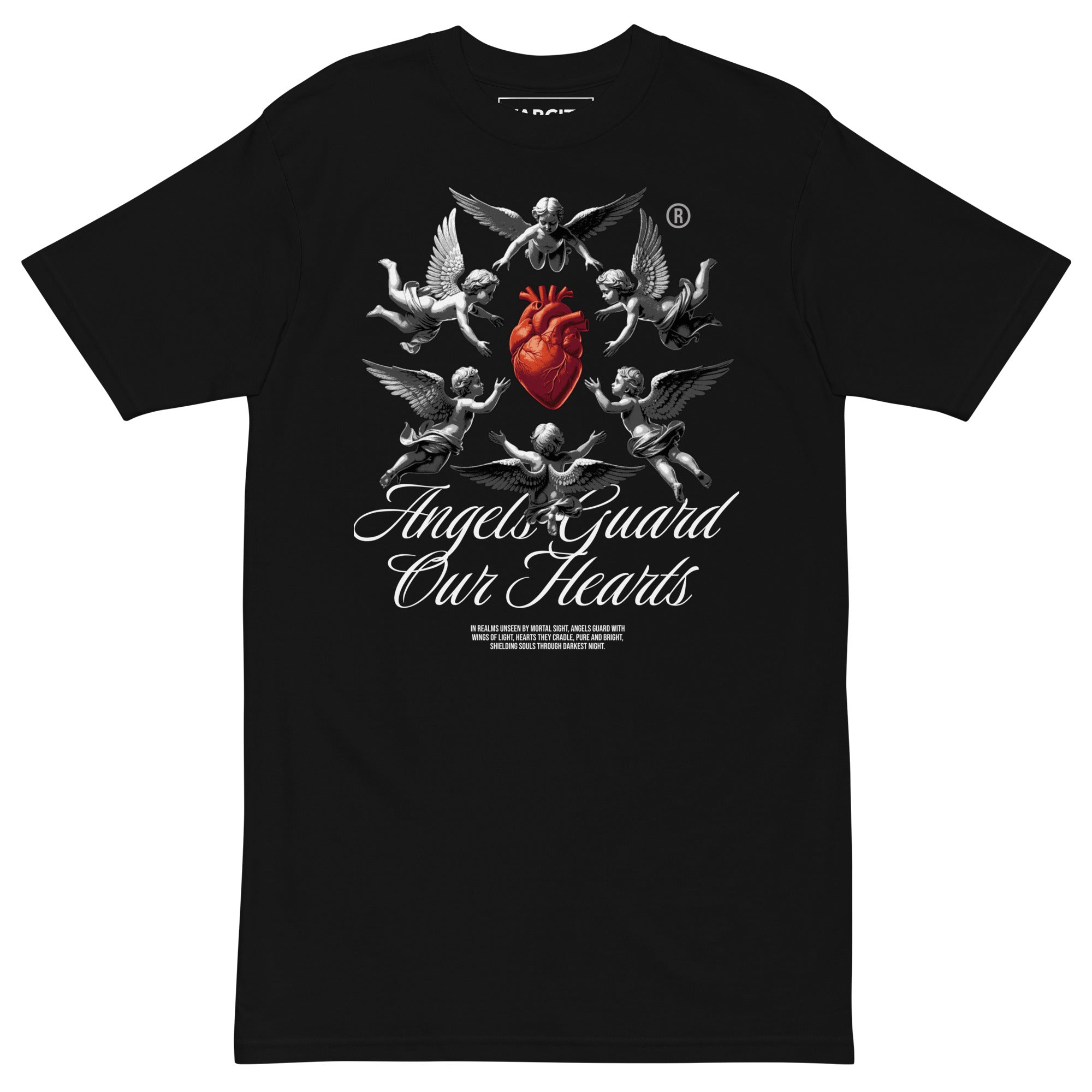 Human Element Angels Guard Our Hearts Men’s Premium Graphic Tee Black