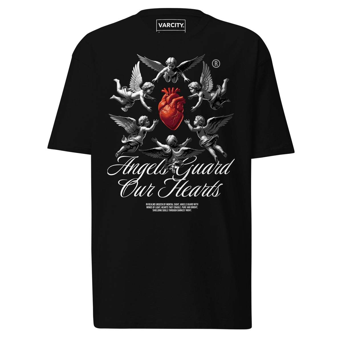 Human Element Angels Guard Our Hearts Men’s Premium Graphic Tee Black