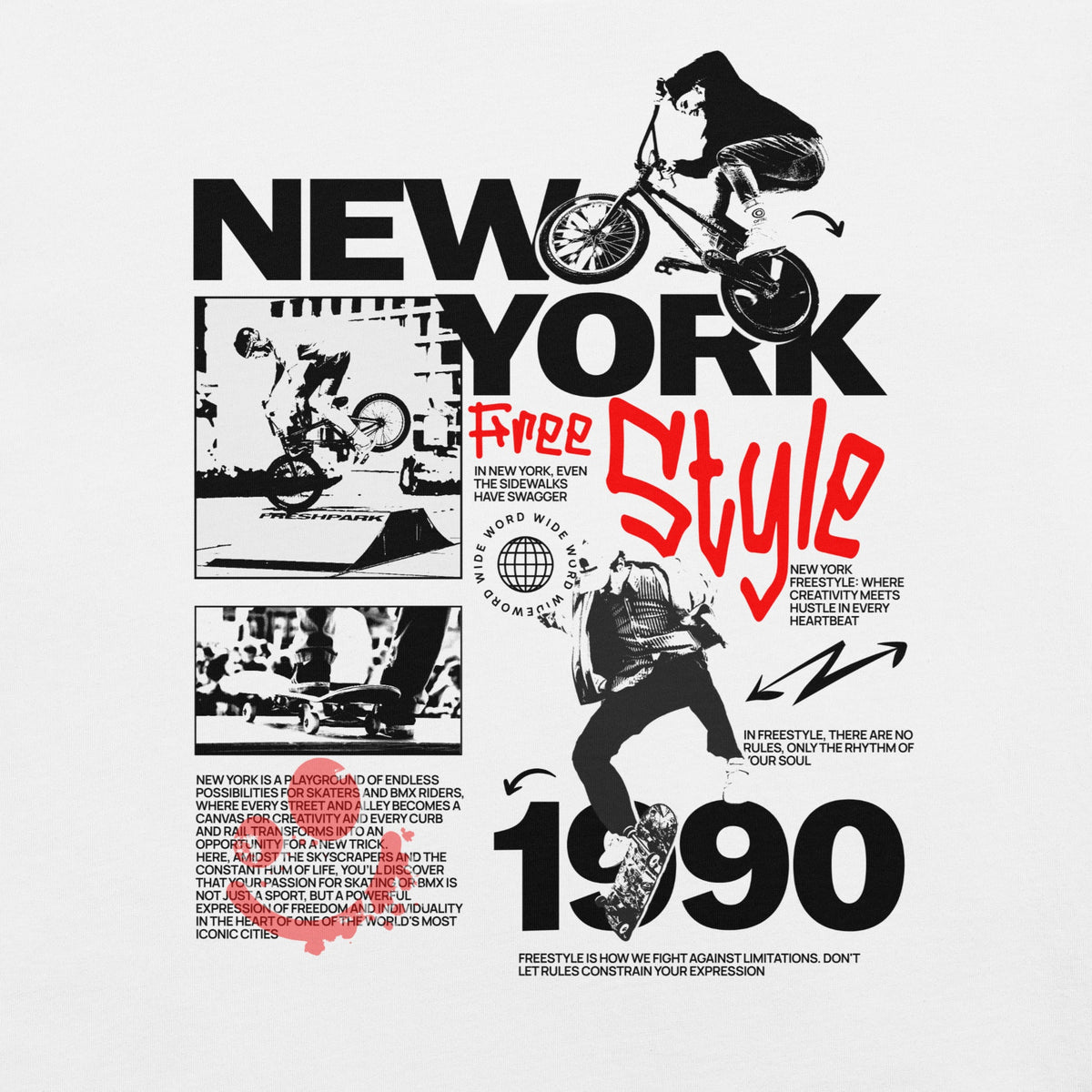 Human Element New York Freestyle Premium Graphic T-Shirt White