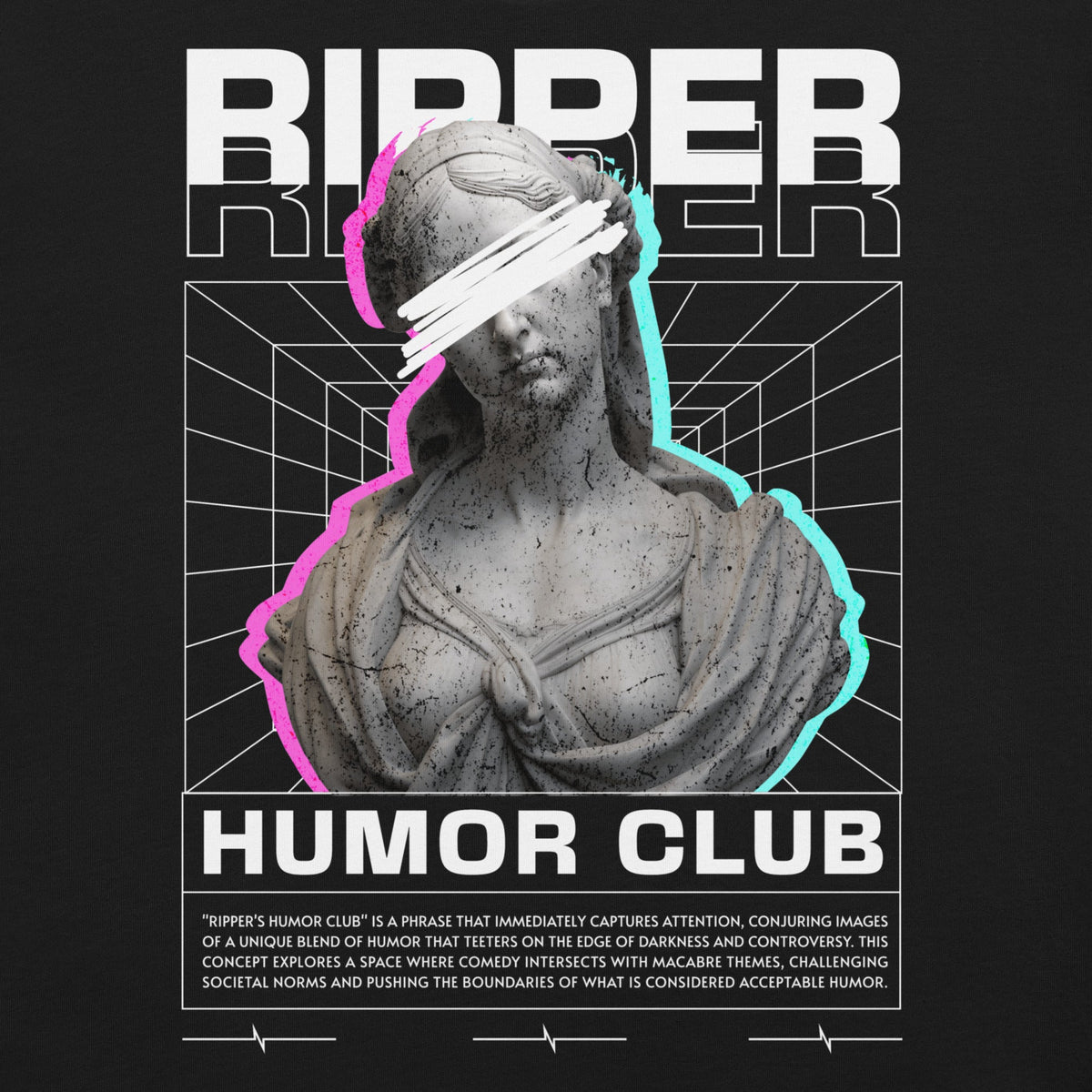 Human Element Ripper Humor Club Premium Graphic T-Shirt Black