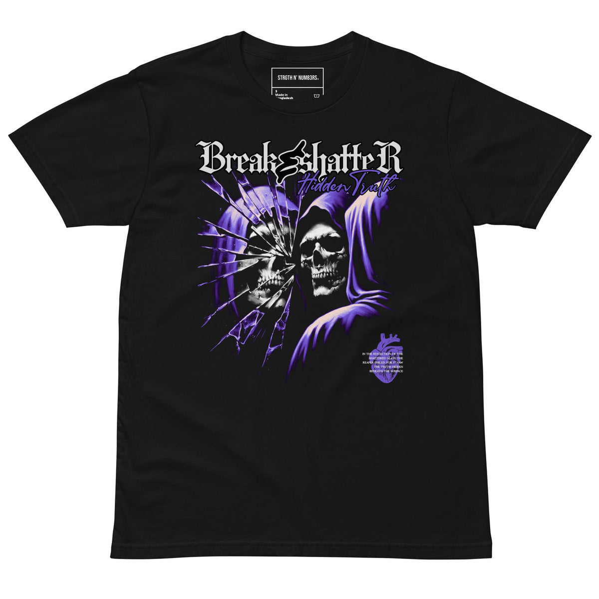 STRGTH N NUM83RS Break &amp; Shatter  Premium Graphic T-Shirt Black