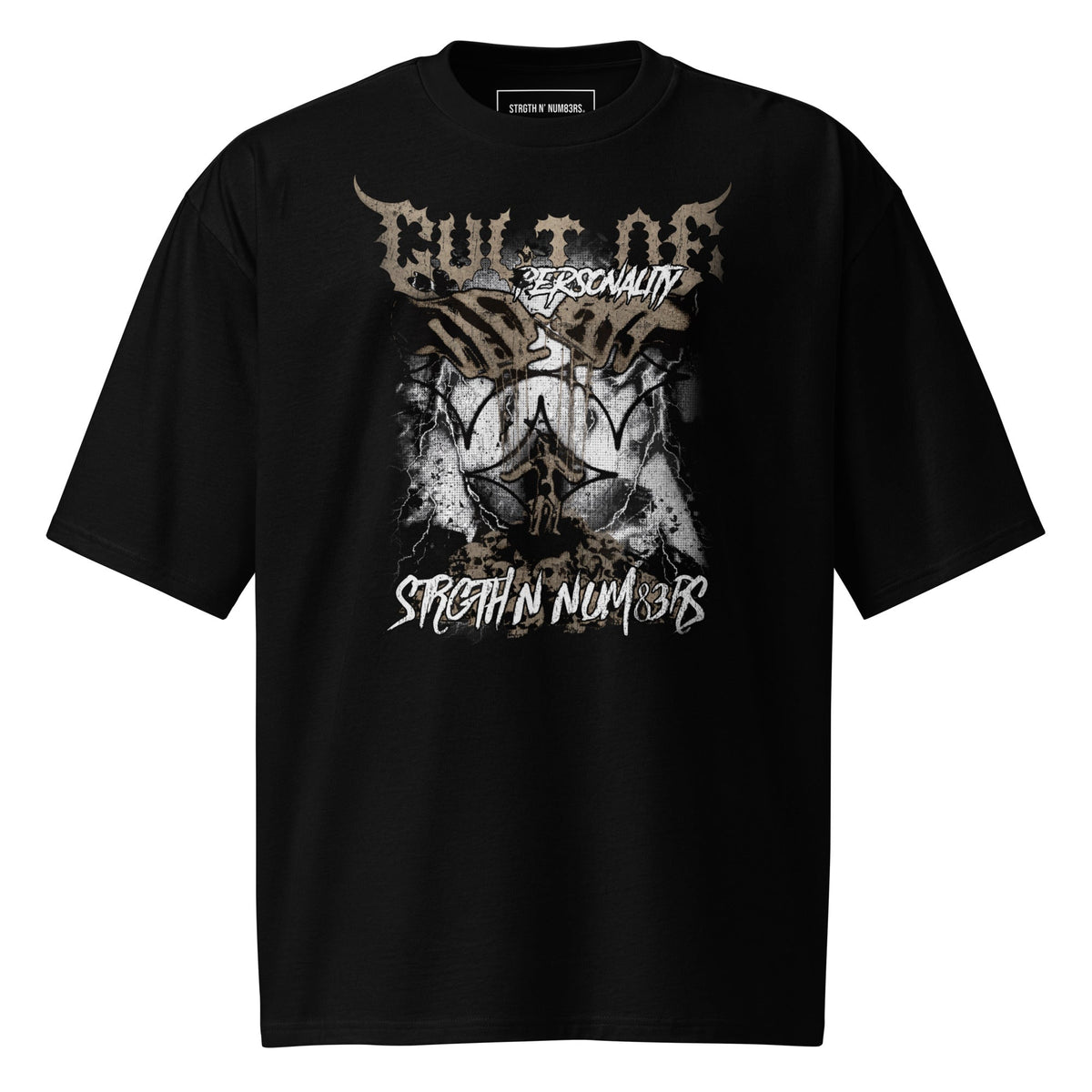 STRGTH N&#39; NUM83RS Cult of Personality Oversized Heavyweight T-Shirt Black