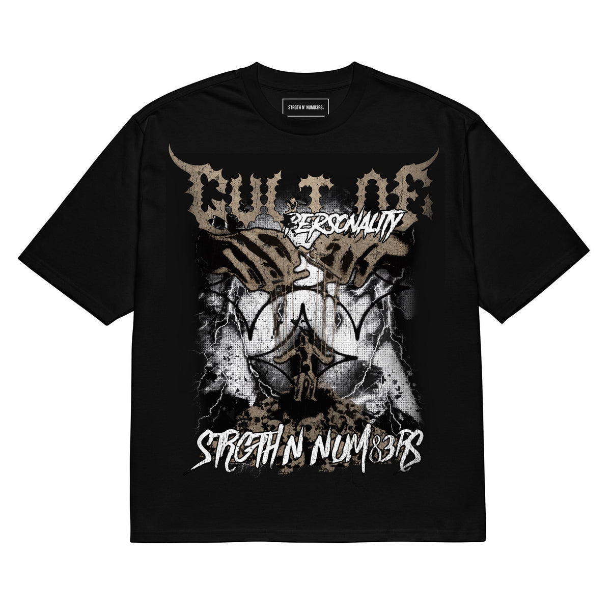 STRGTH N&#39; NUM83RS Cult of Personality Oversized Heavyweight T-Shirt Black