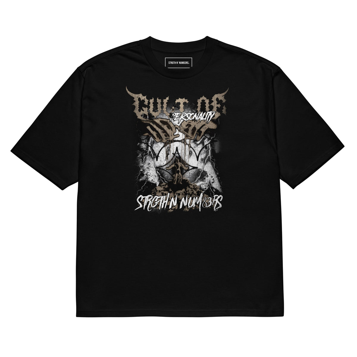 STRGTH N&#39; NUM83RS Cult of Personality Oversized Heavyweight T-Shirt Black