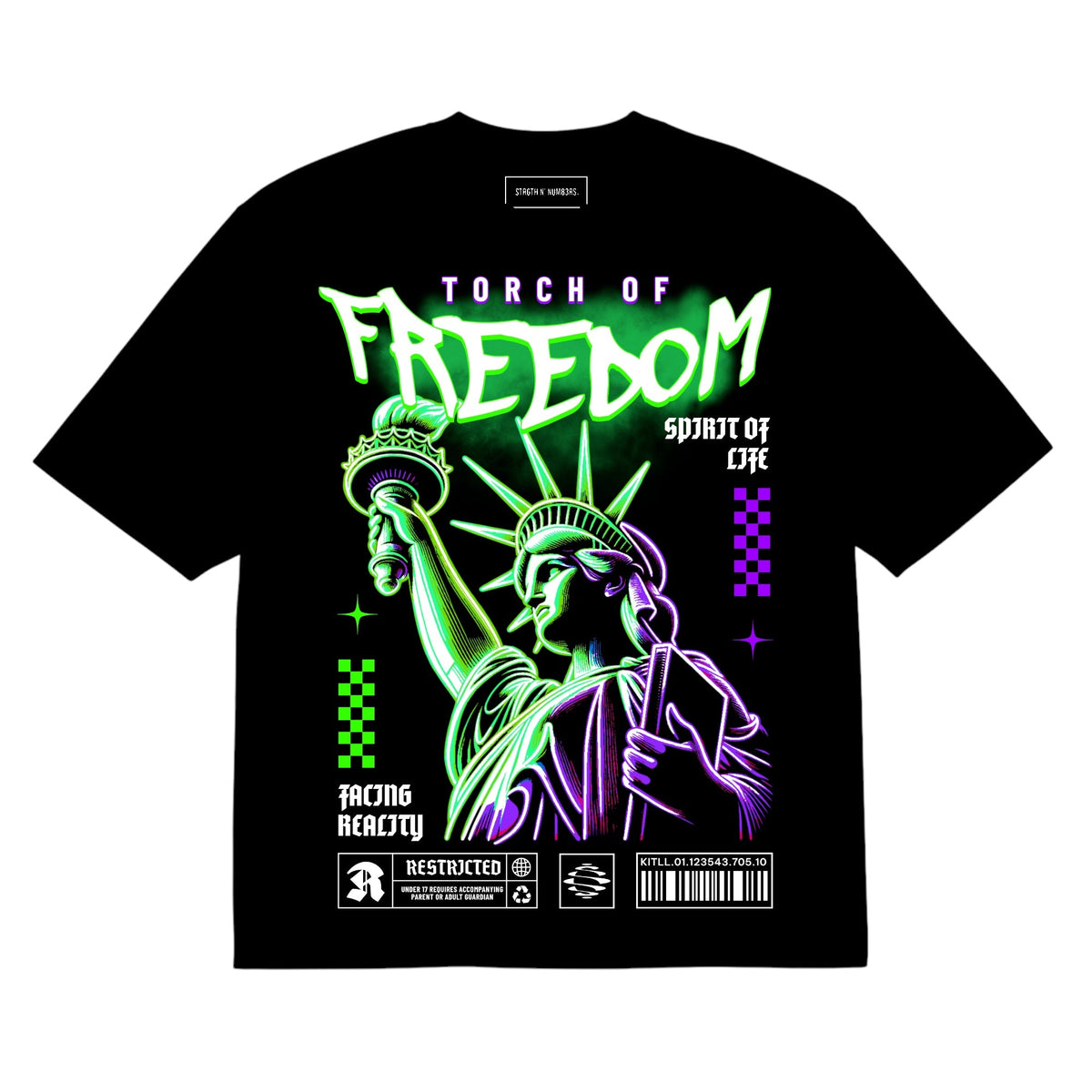 STRGTH N NUM83RS Freedom Graphic Premium Tee Black 