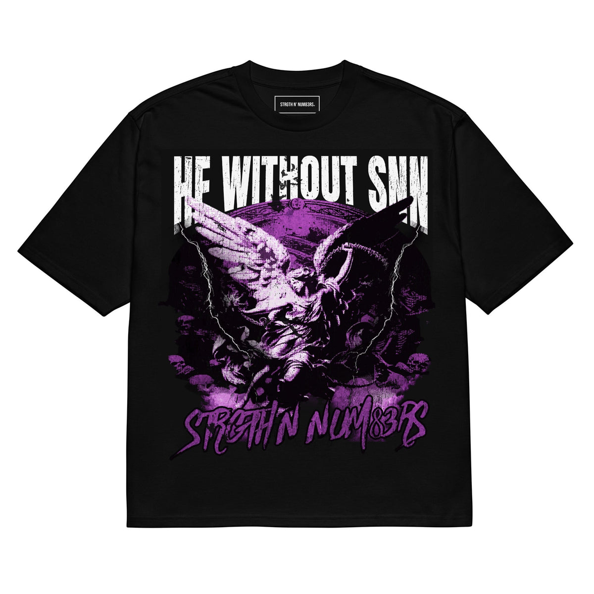 STRGTH N&#39; NUM83RS He Without SNN Oversized Heavyweight T-Shirt Black