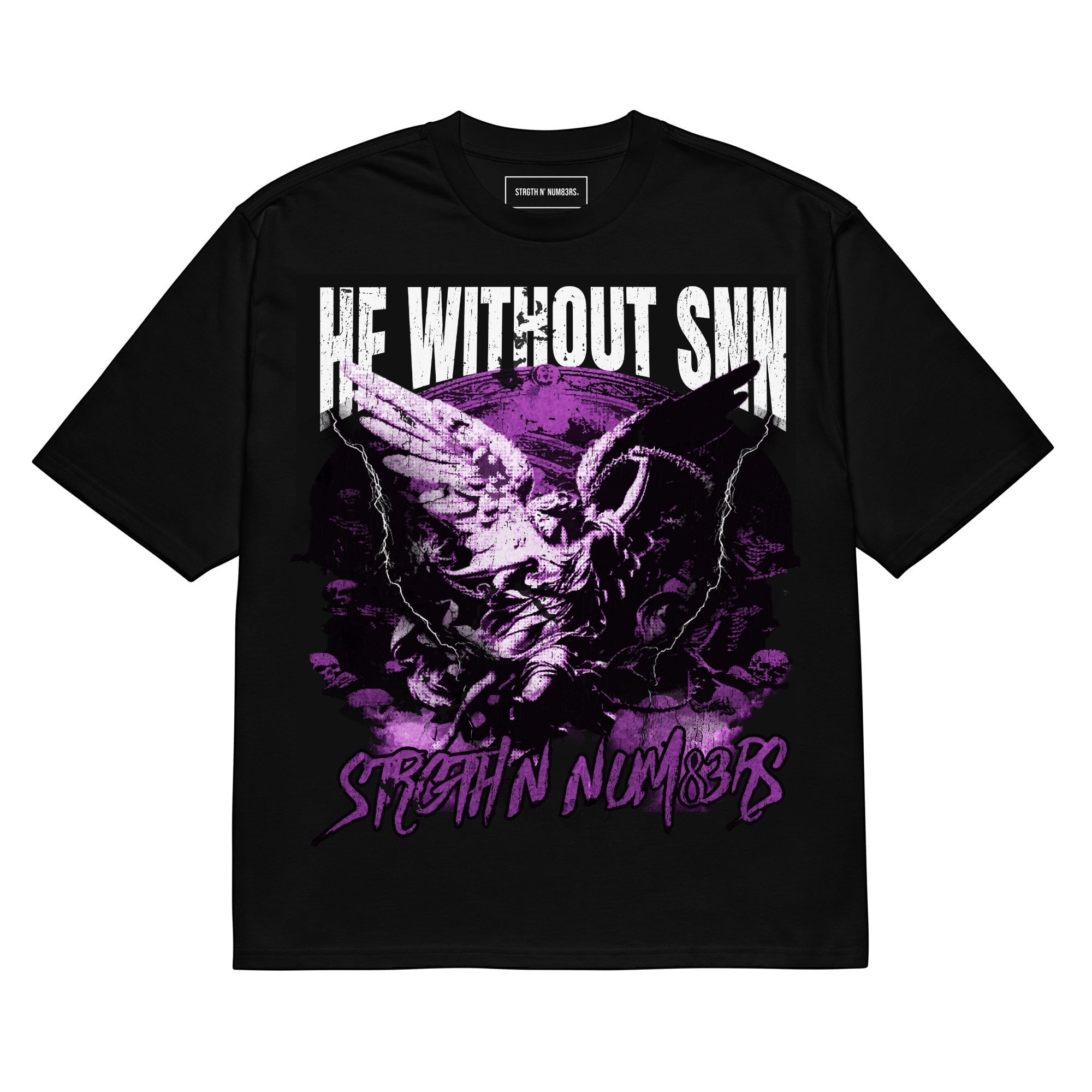 STRGTH N' NUM83RS He Without SNN Oversized Heavyweight T-Shirt Black