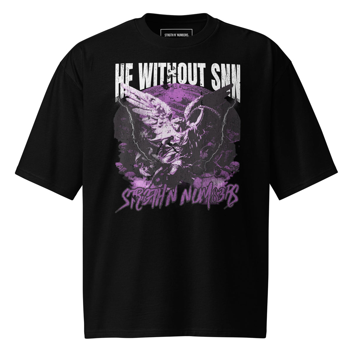 STRGTH N&#39; NUM83RS He Without SNN Oversized Heavyweight T-Shirt Black