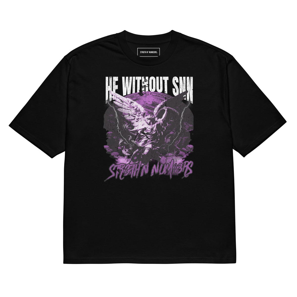 STRGTH N&#39; NUM83RS He Without SNN Oversized Heavyweight T-Shirt Black