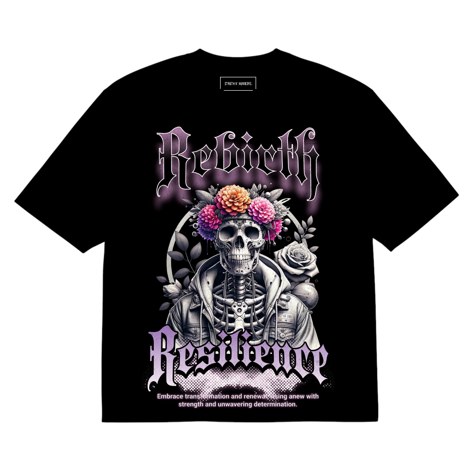 STRGTH N NUM83RS rebirth resilience Graphic Premium Heavyweight Tee Black