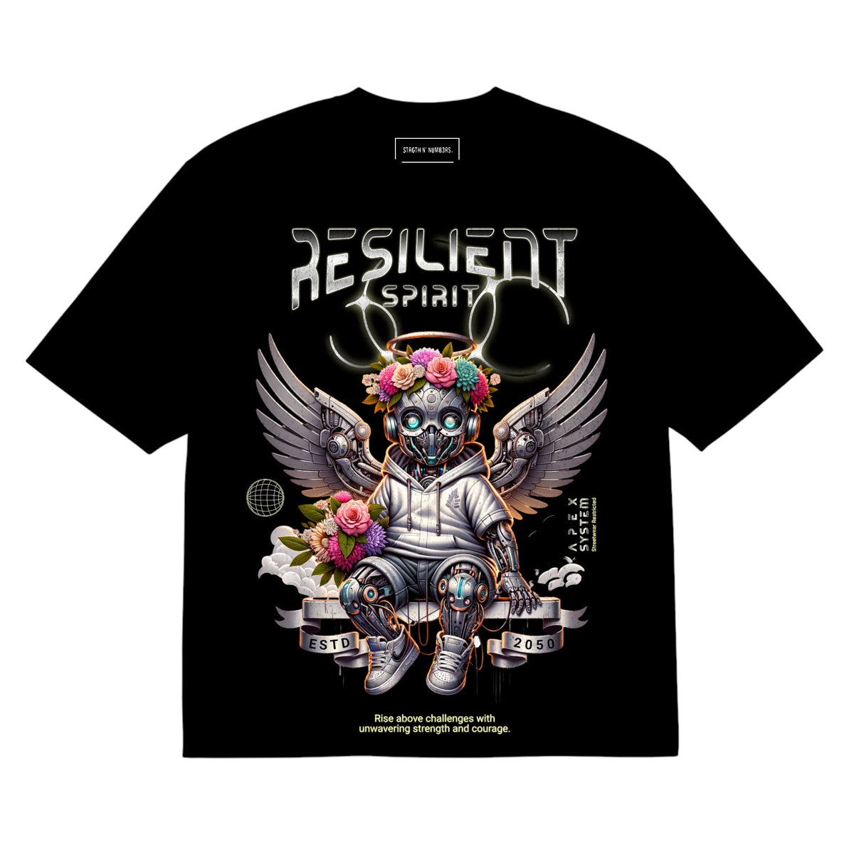 STRGTH N NUM83RS Resilient Spirit Premium Heavyweight Tee Black