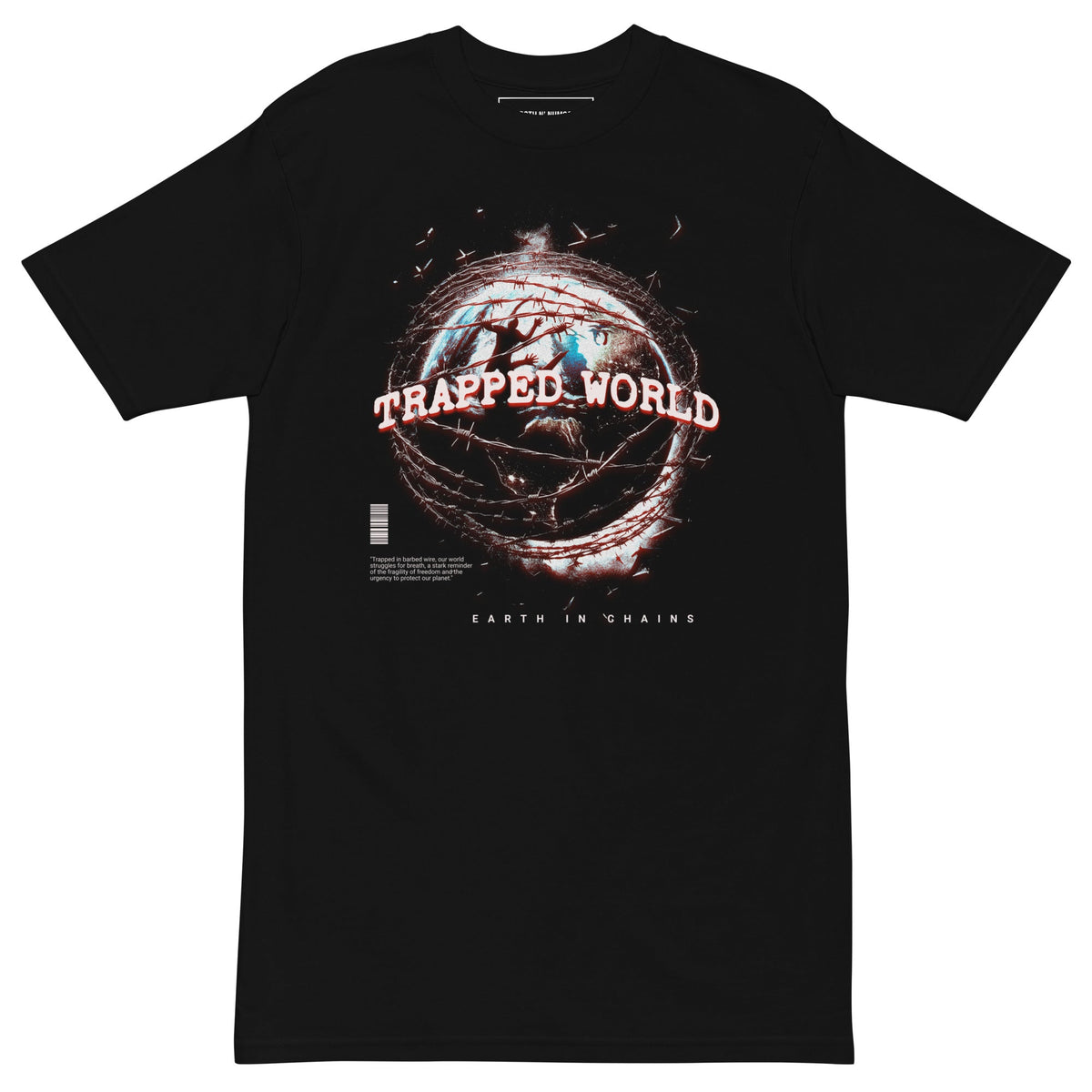 STRGTH N NUM83RS Trapped World Graphic Premium Heavyweight Tee Black