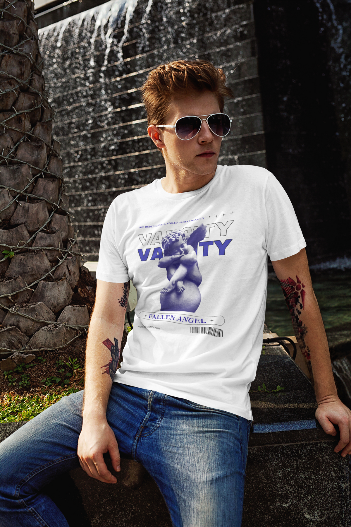 Varcity ® ￼Rebellious Fallen Angel T Shirt White