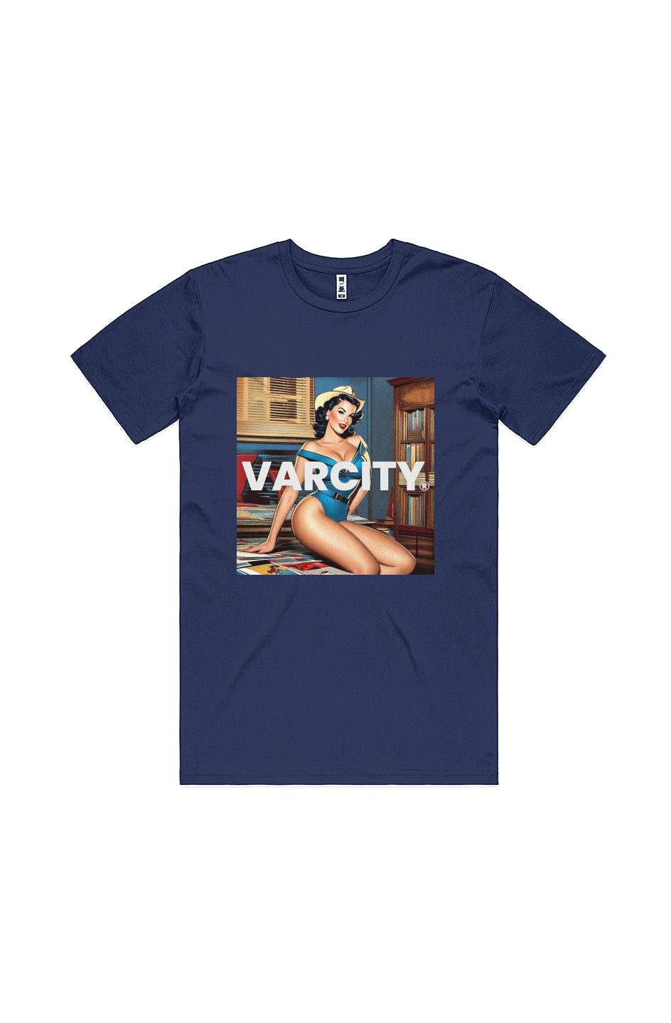 Varcity 1953 Centerfold Epic Graphic T Shirt Navy