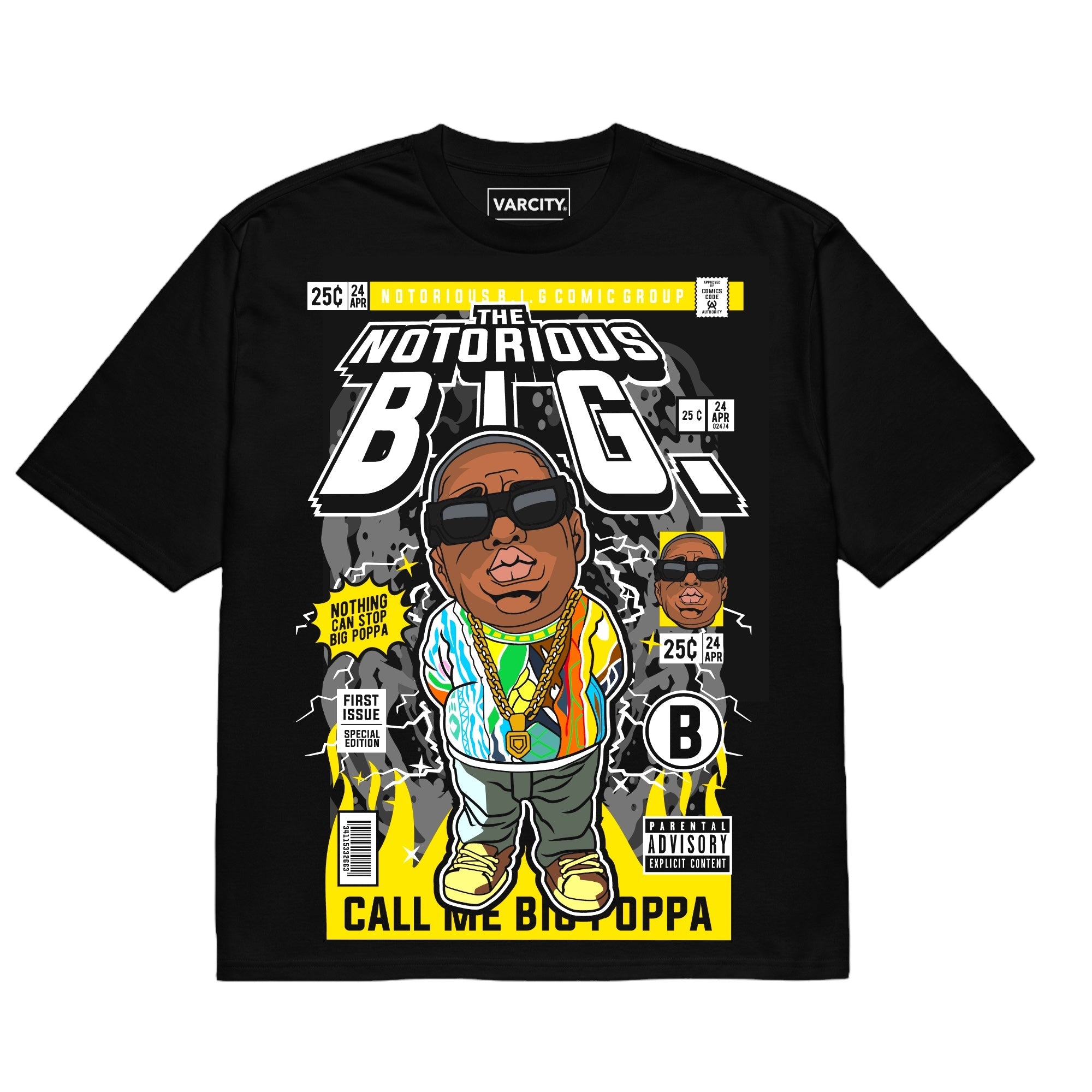 Varcity Biggie Pop Art Block Tee Black