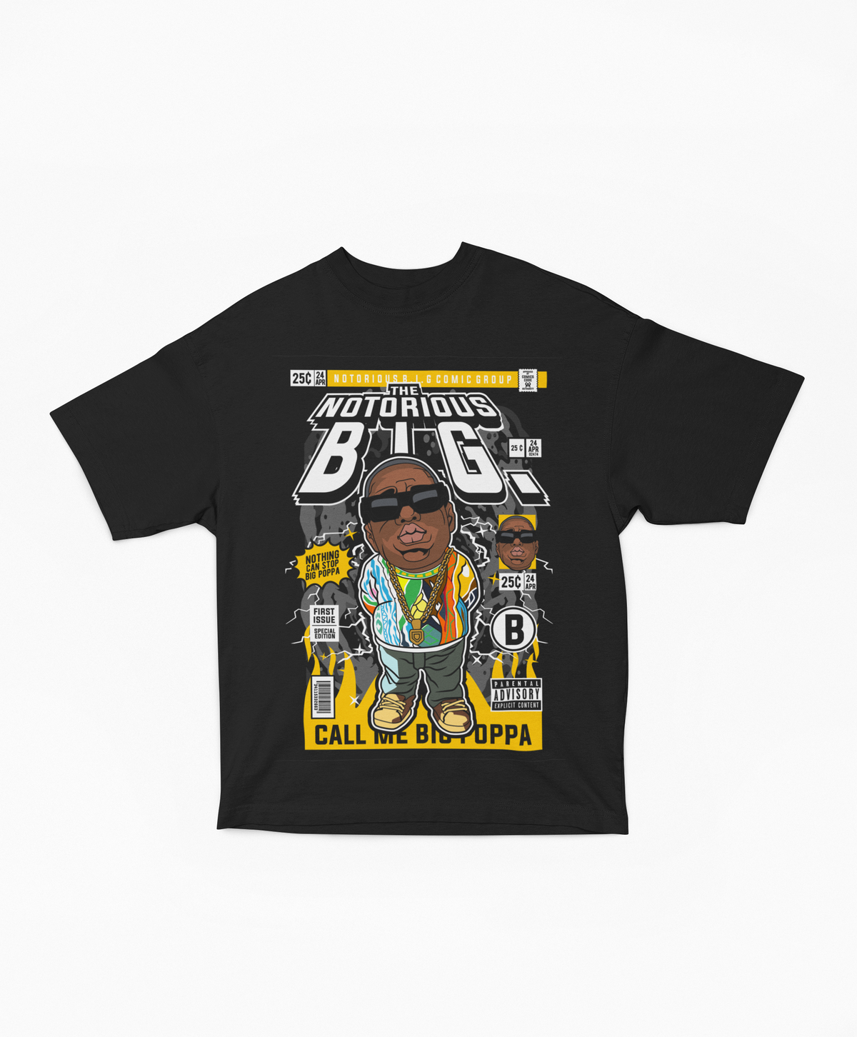 Varcity Biggie Pop Art Block Tee Black