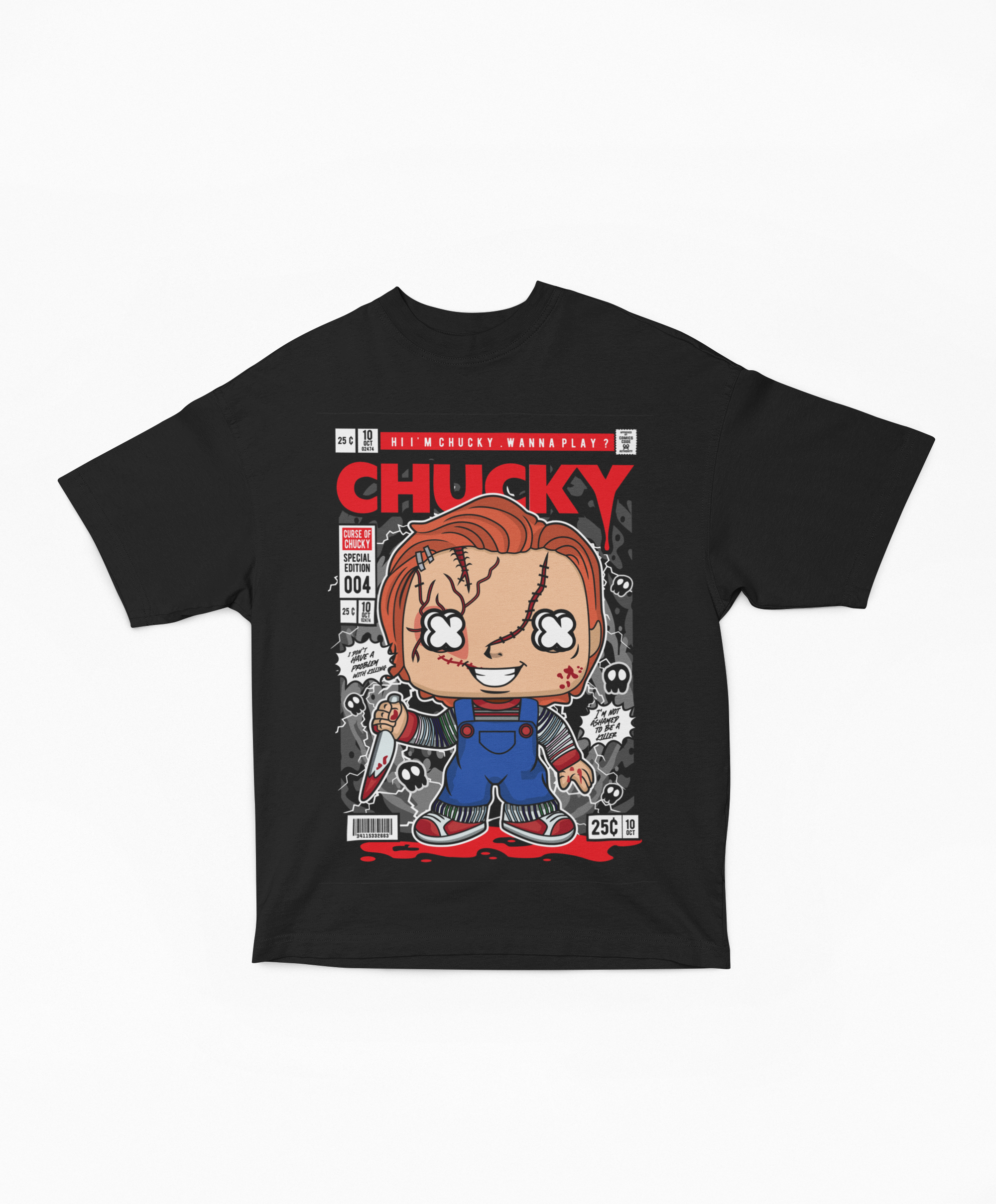 Varcity Chucky Pop Art Premium Tee Black