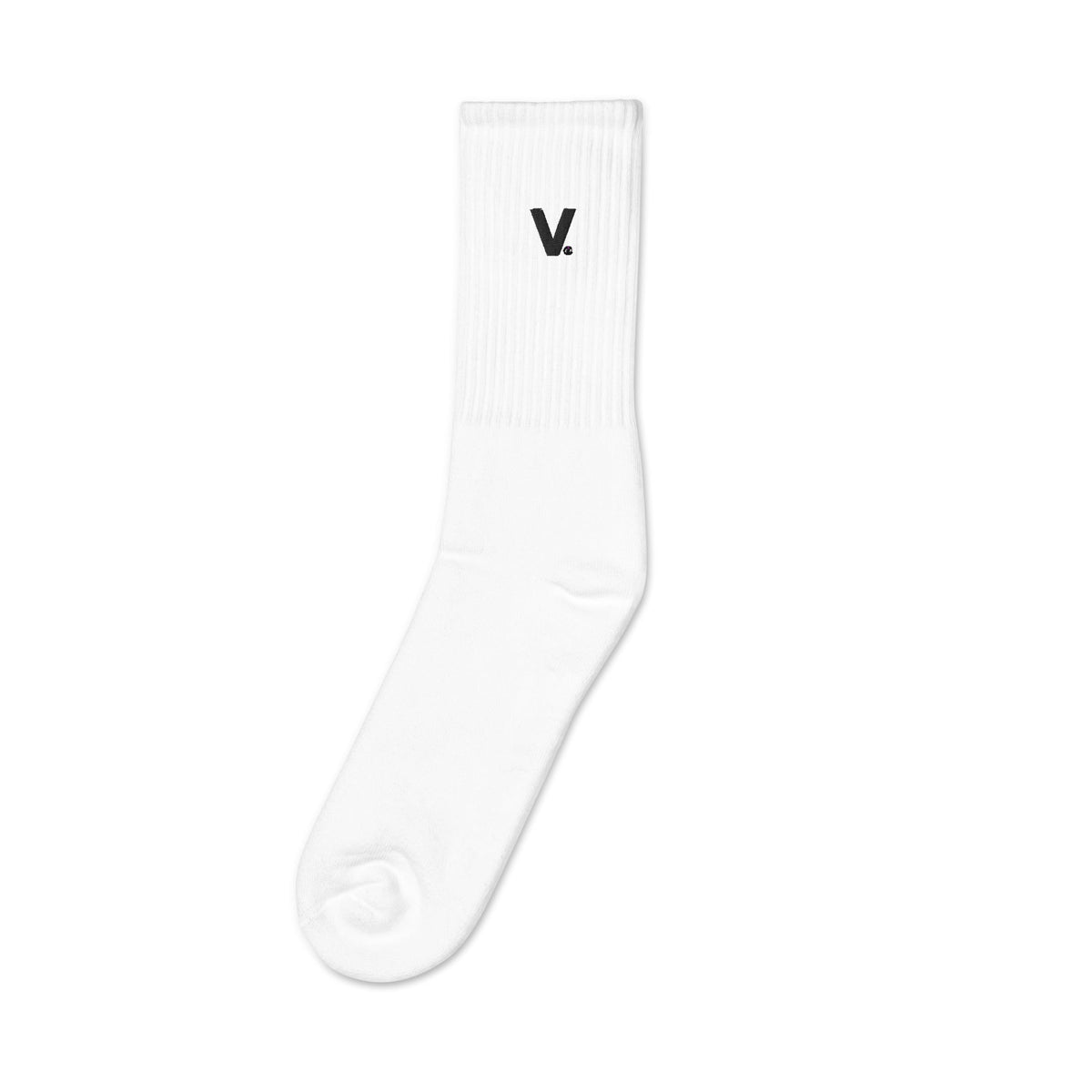 Varcity Iconic V Logo Embroidered Socks White