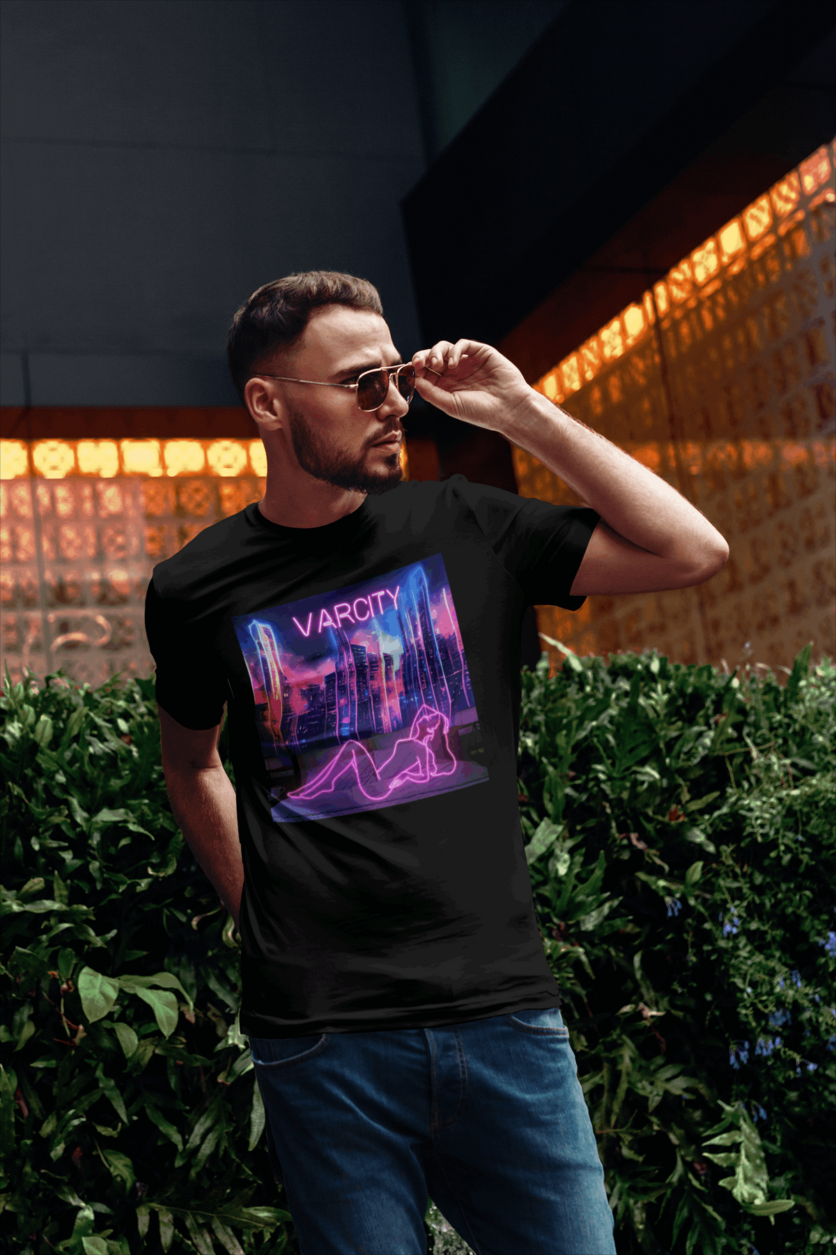 Varcity Late NYT Neon Silhouette Tee