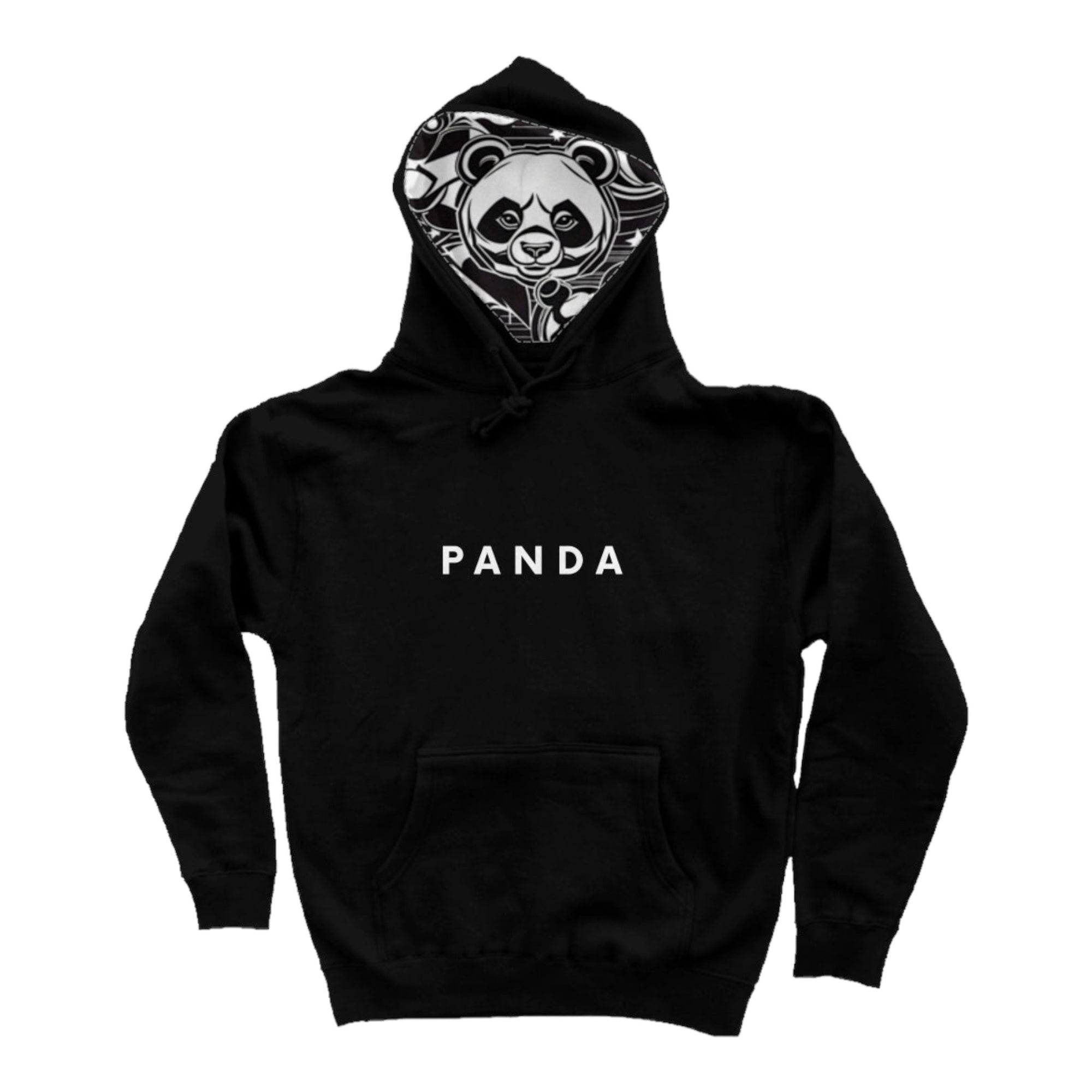 Varcity Panda Statement Pullover Hoodie Black