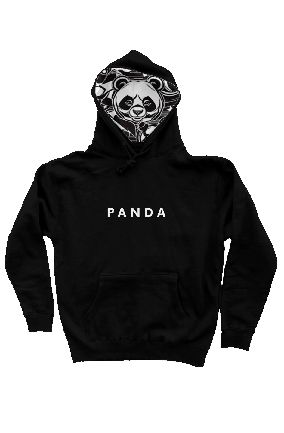 Varcity Panda Statement Pullover Hoodie Black