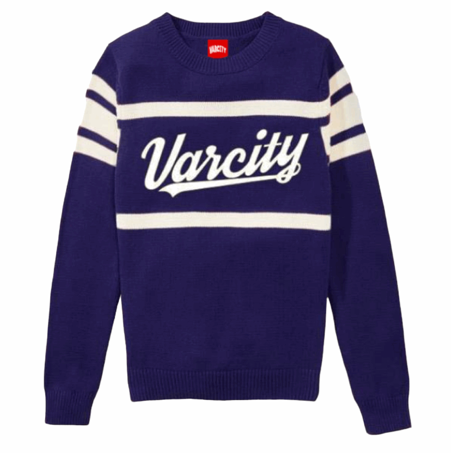 Varcity ® Club Jacquard Letterman Stripe Sweater Navy