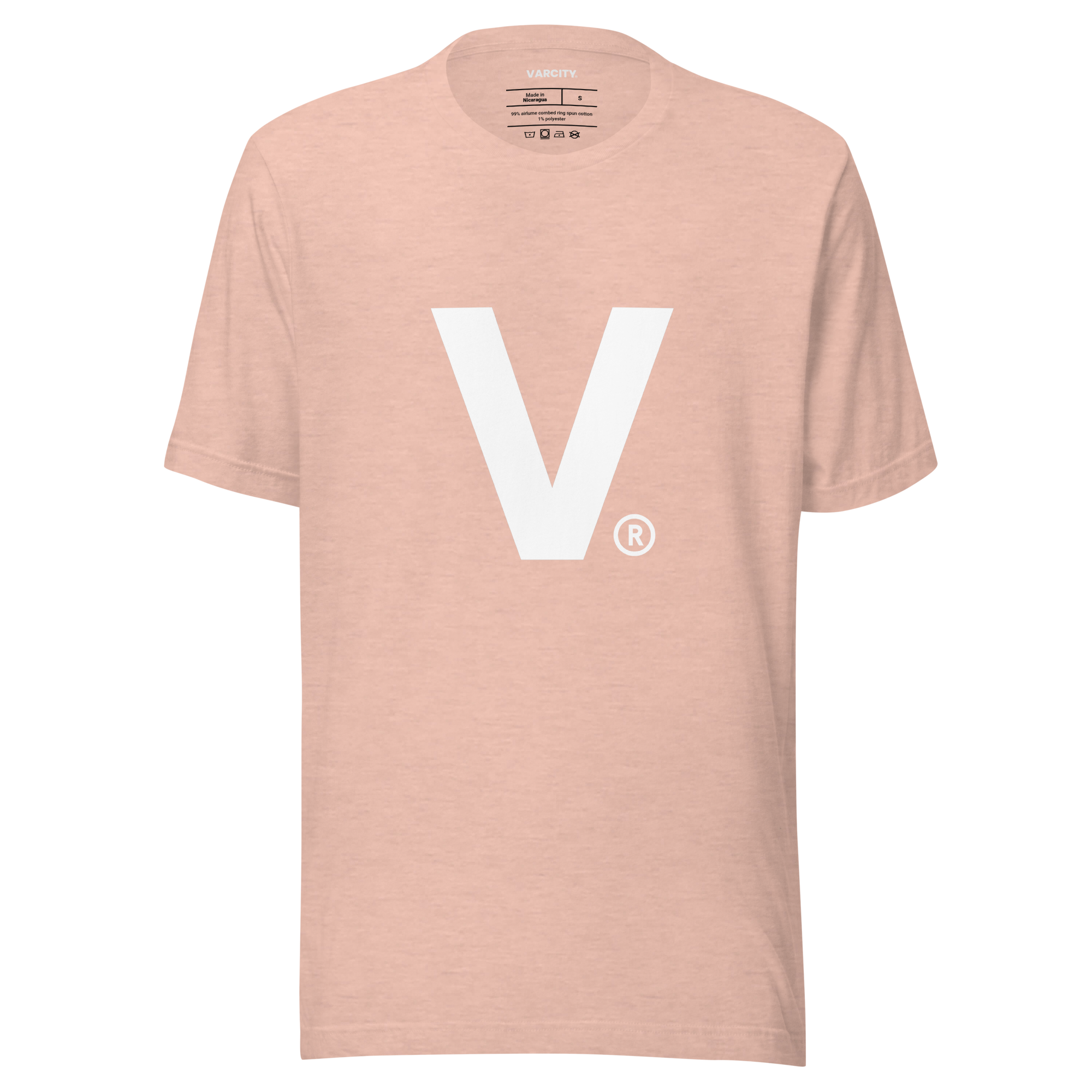 Varcity ® Fundamentals V Logo Light Weight Premium Tee Pale Pink