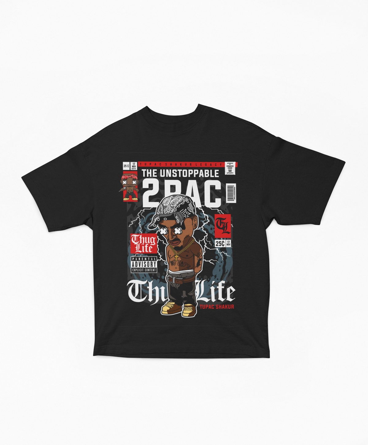 Varcity Tupac Pop Art Block Tee Black