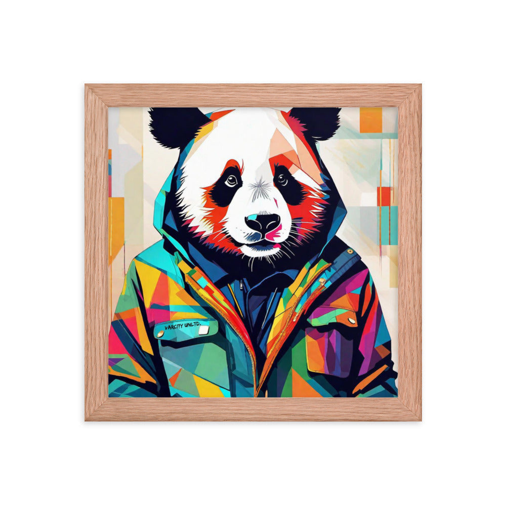 Varcity Unltd Framed Panda Poster - Red Oak / 10″×10″