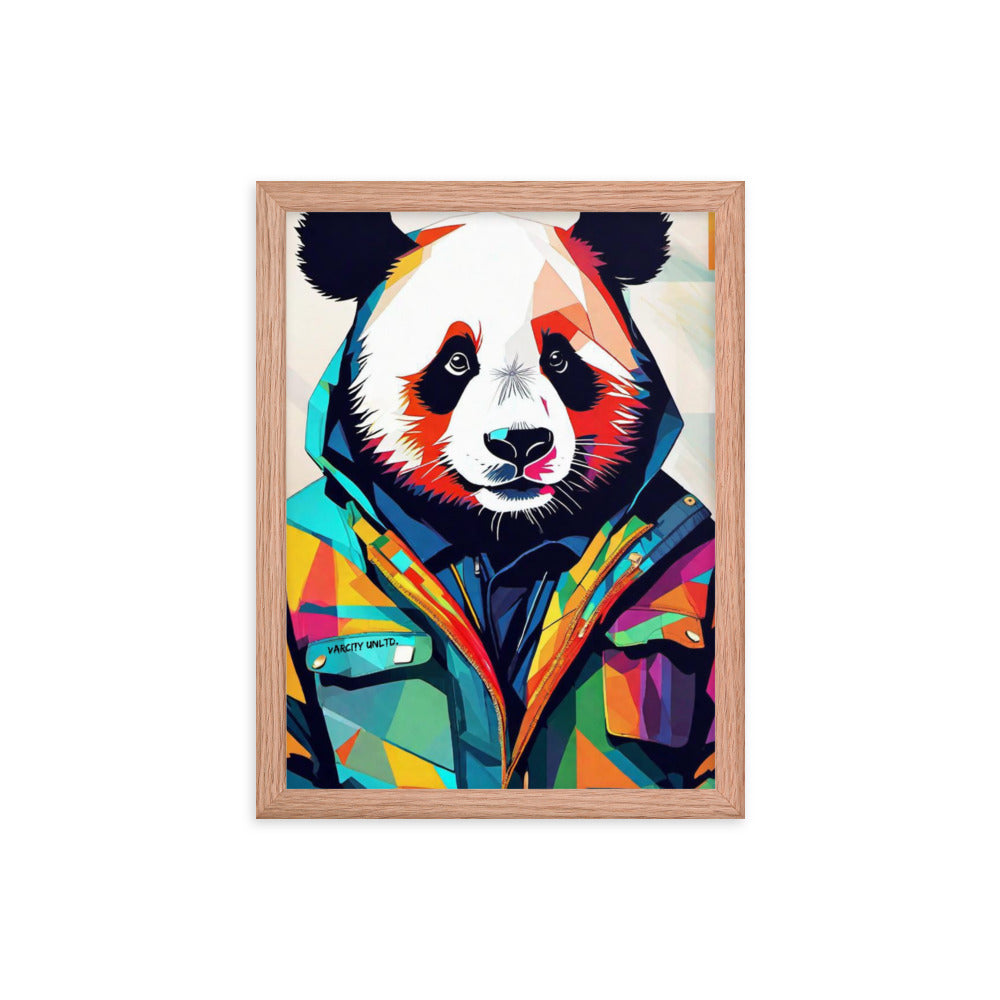 Varcity Unltd Framed Panda Poster - Red Oak / 12″×16″