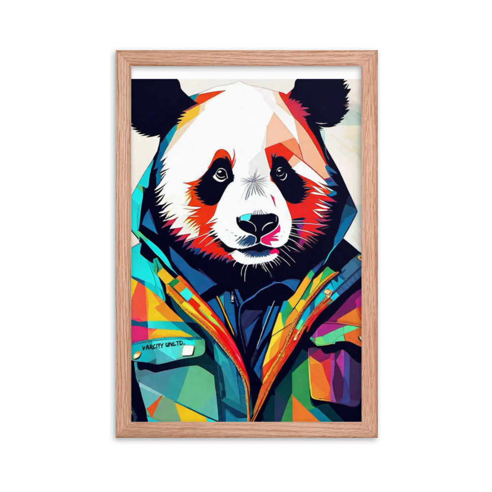 Varcity Unltd Framed Panda Poster - Red Oak / 12″×18″