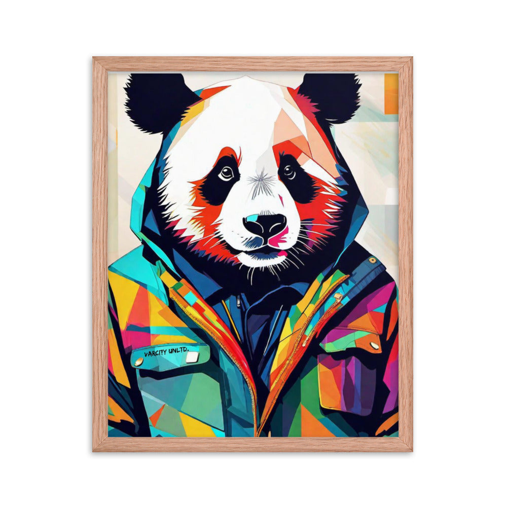 Varcity Unltd Framed Panda Poster - Red Oak / 16″×20″